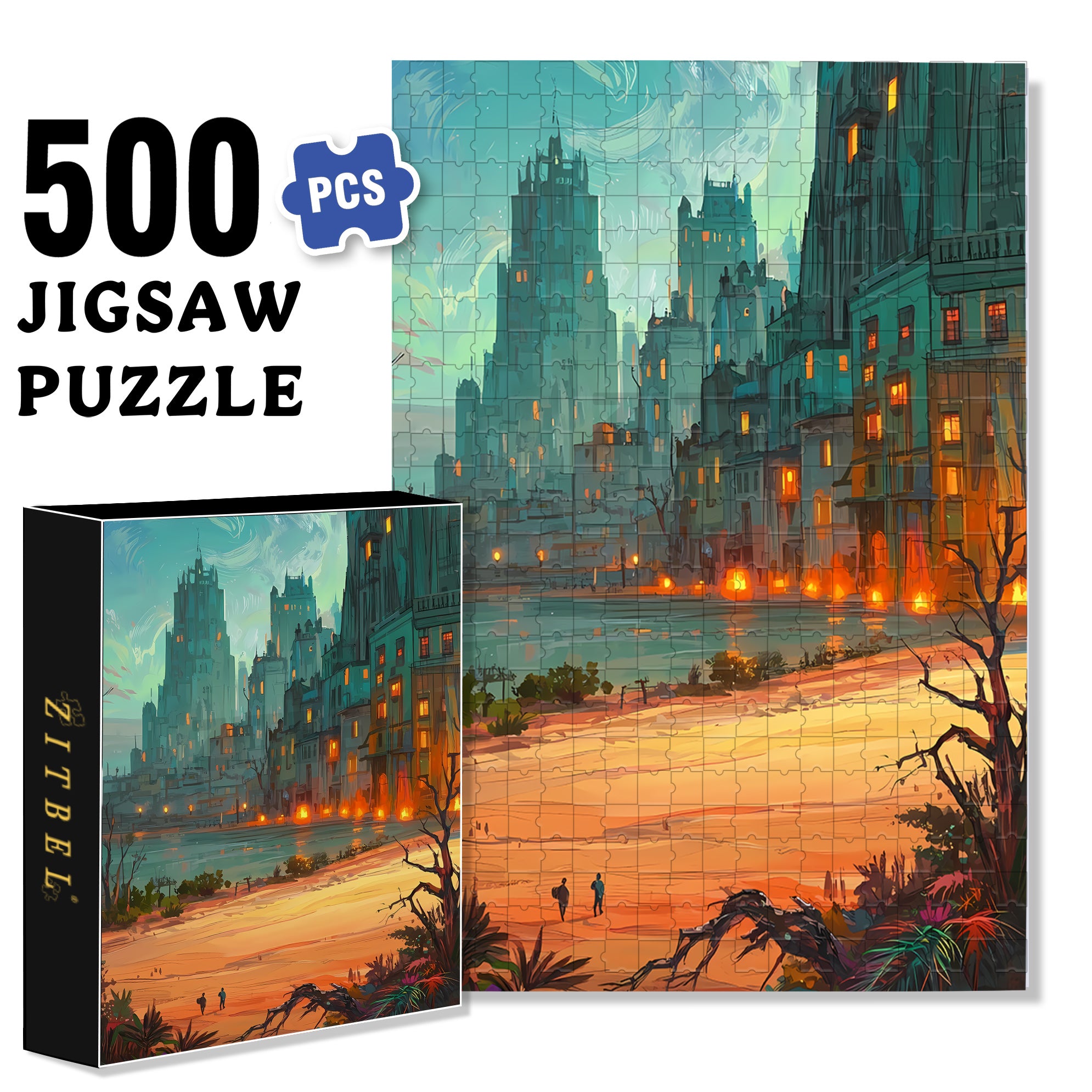 In The Evening 500pcs/1000pcs Jigsaw Puzzle, Scratch-Resistant, Interactive Family Game & Brain-Boosting DIY Decor, Perfect for Halloween, Christmas & New Year Gifts, Family Puzzle Game