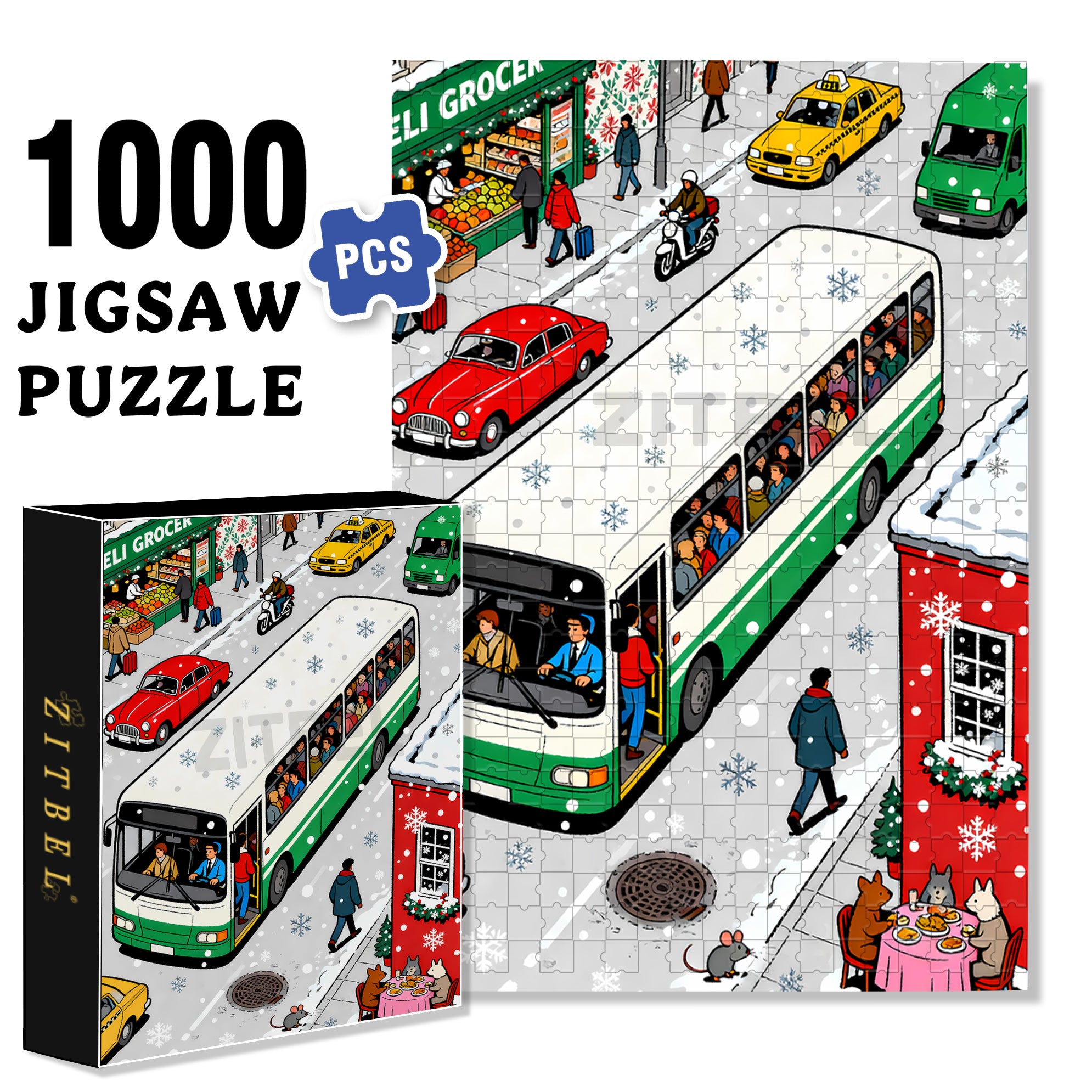 It's Snowing 500pcs/1000pcs Jigsaw Puzzle, Scratch-Resistant, Interactive Family Game & Brain-Boosting DIY Decor, Perfect for Halloween, Christmas & New Year Gifts, Family Puzzle Game