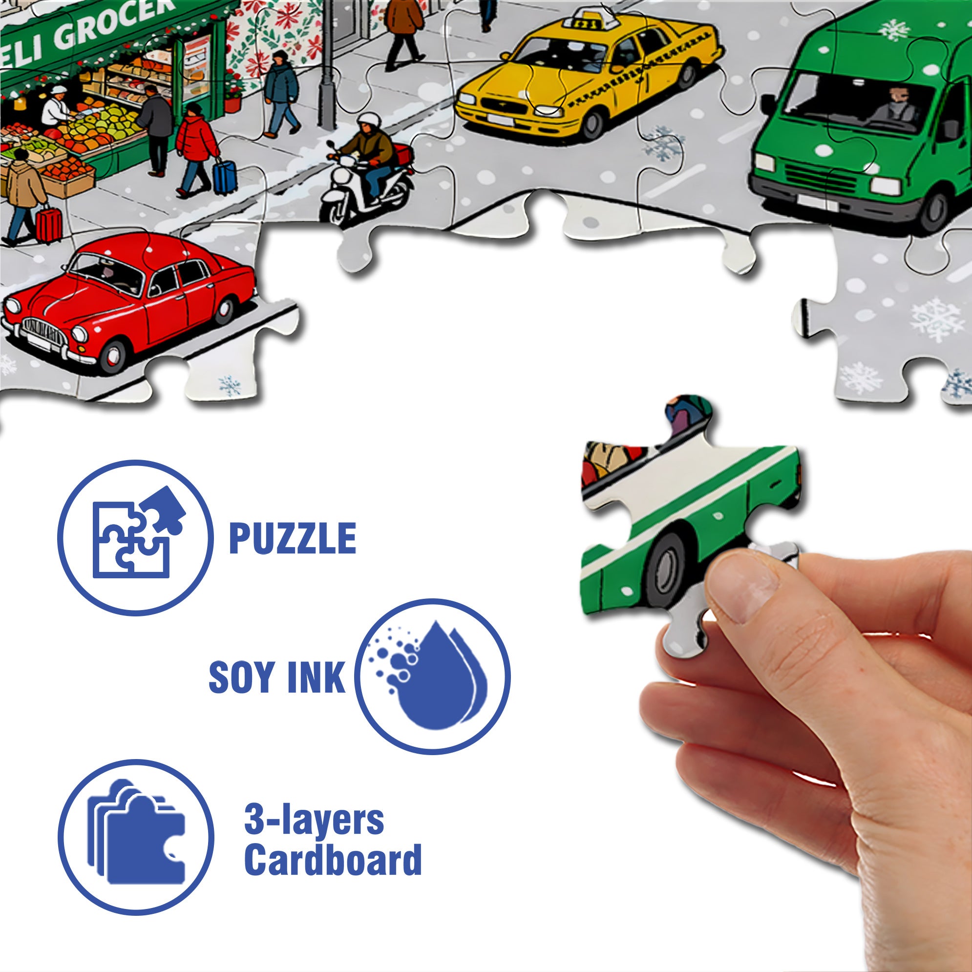 It's Snowing 500pcs/1000pcs Jigsaw Puzzle, Scratch-Resistant, Interactive Family Game & Brain-Boosting DIY Decor, Perfect for Halloween, Christmas & New Year Gifts, Family Puzzle Game