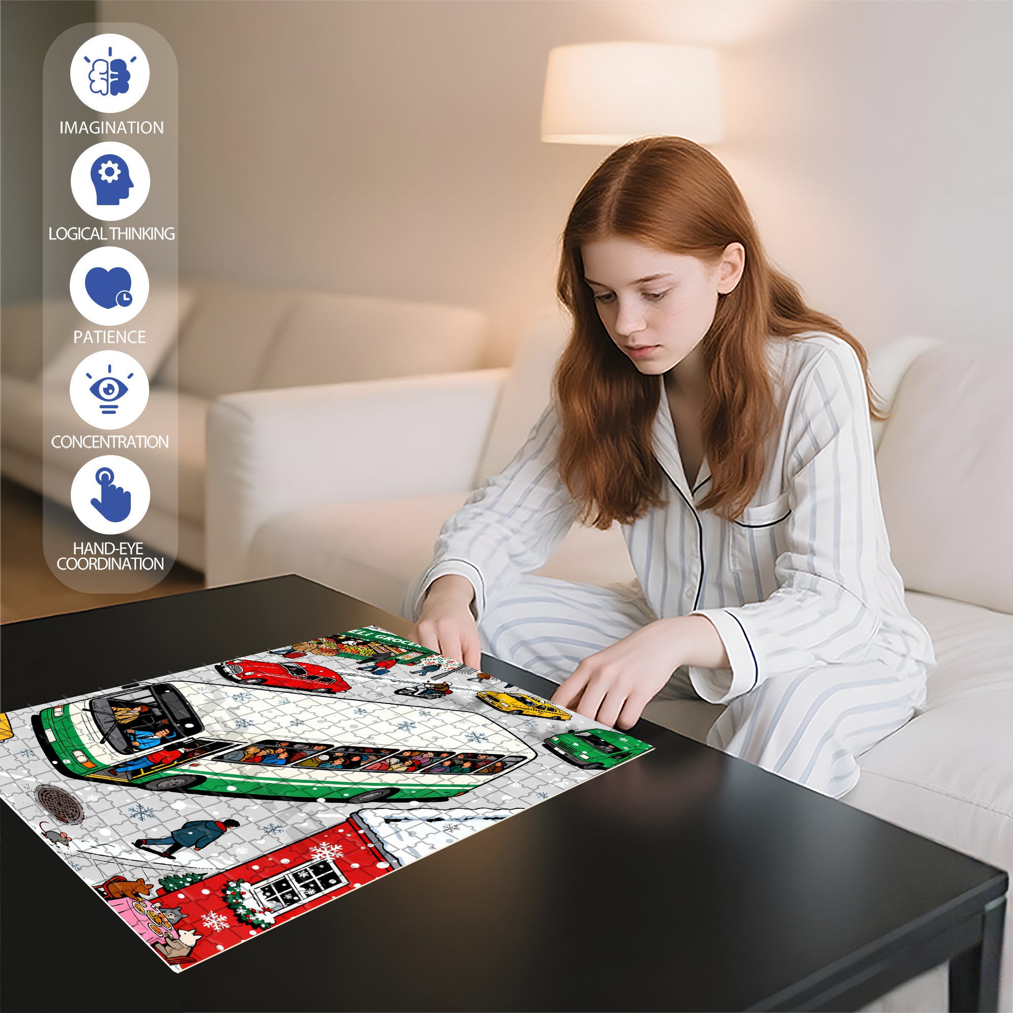 It's Snowing 500pcs/1000pcs Jigsaw Puzzle, Scratch-Resistant, Interactive Family Game & Brain-Boosting DIY Decor, Perfect for Halloween, Christmas & New Year Gifts, Family Puzzle Game