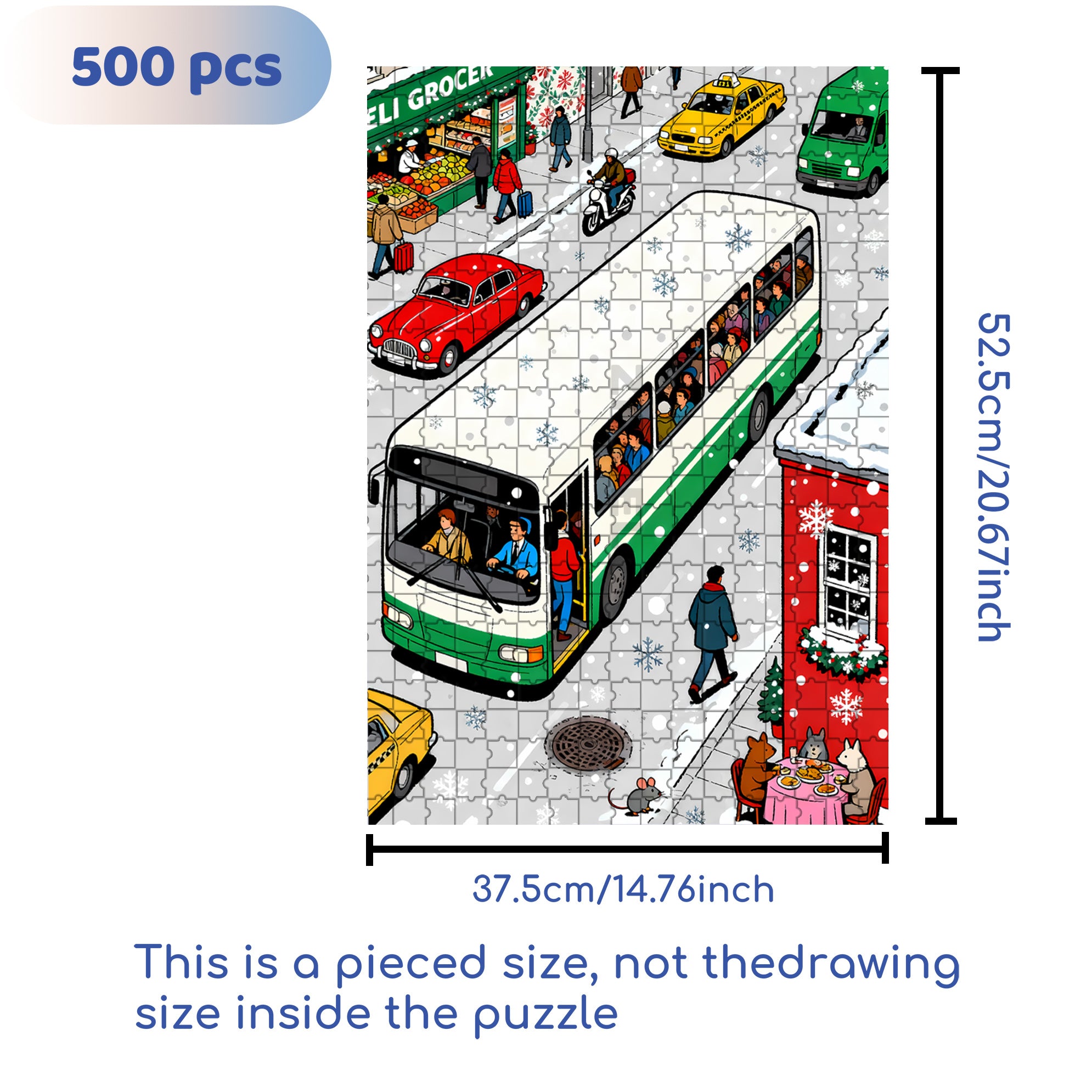 It's Snowing 500pcs/1000pcs Jigsaw Puzzle, Scratch-Resistant, Interactive Family Game & Brain-Boosting DIY Decor, Perfect for Halloween, Christmas & New Year Gifts, Family Puzzle Game