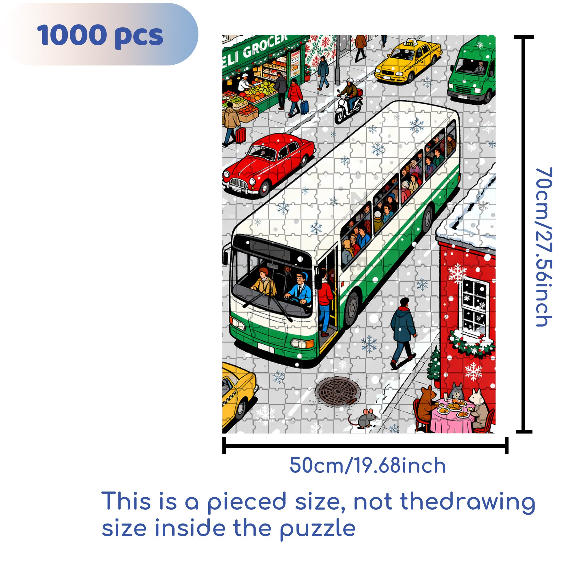 It's Snowing 500pcs/1000pcs Jigsaw Puzzle, Scratch-Resistant, Interactive Family Game & Brain-Boosting DIY Decor, Perfect for Halloween, Christmas & New Year Gifts, Family Puzzle Game