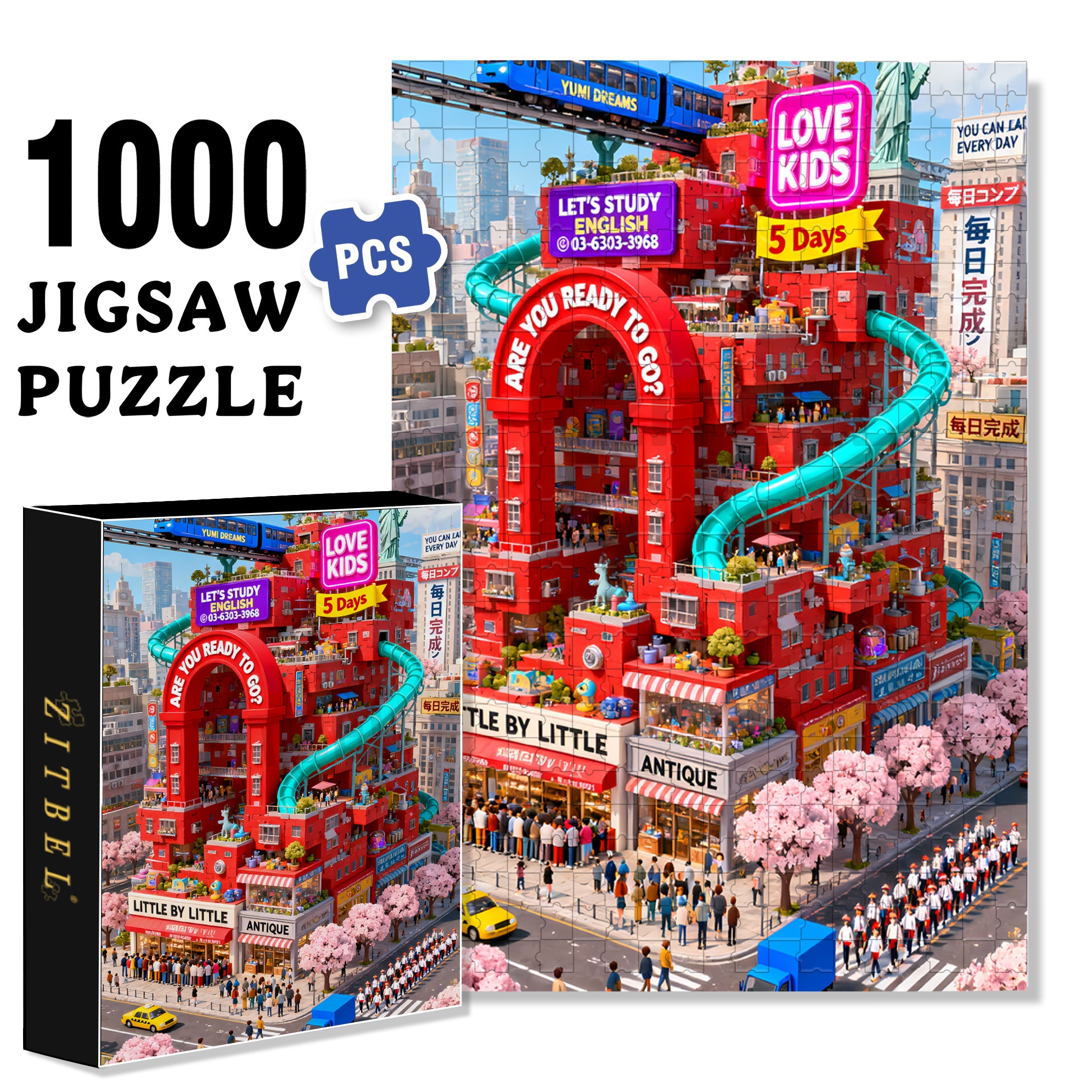 Little By Little 500pcs/1000pcs Jigsaw Puzzle, Scratch-Resistant, Interactive Family Game & Brain-Boosting DIY Decor, Perfect for Halloween, Christmas & New Year Gifts, Family Puzzle Game