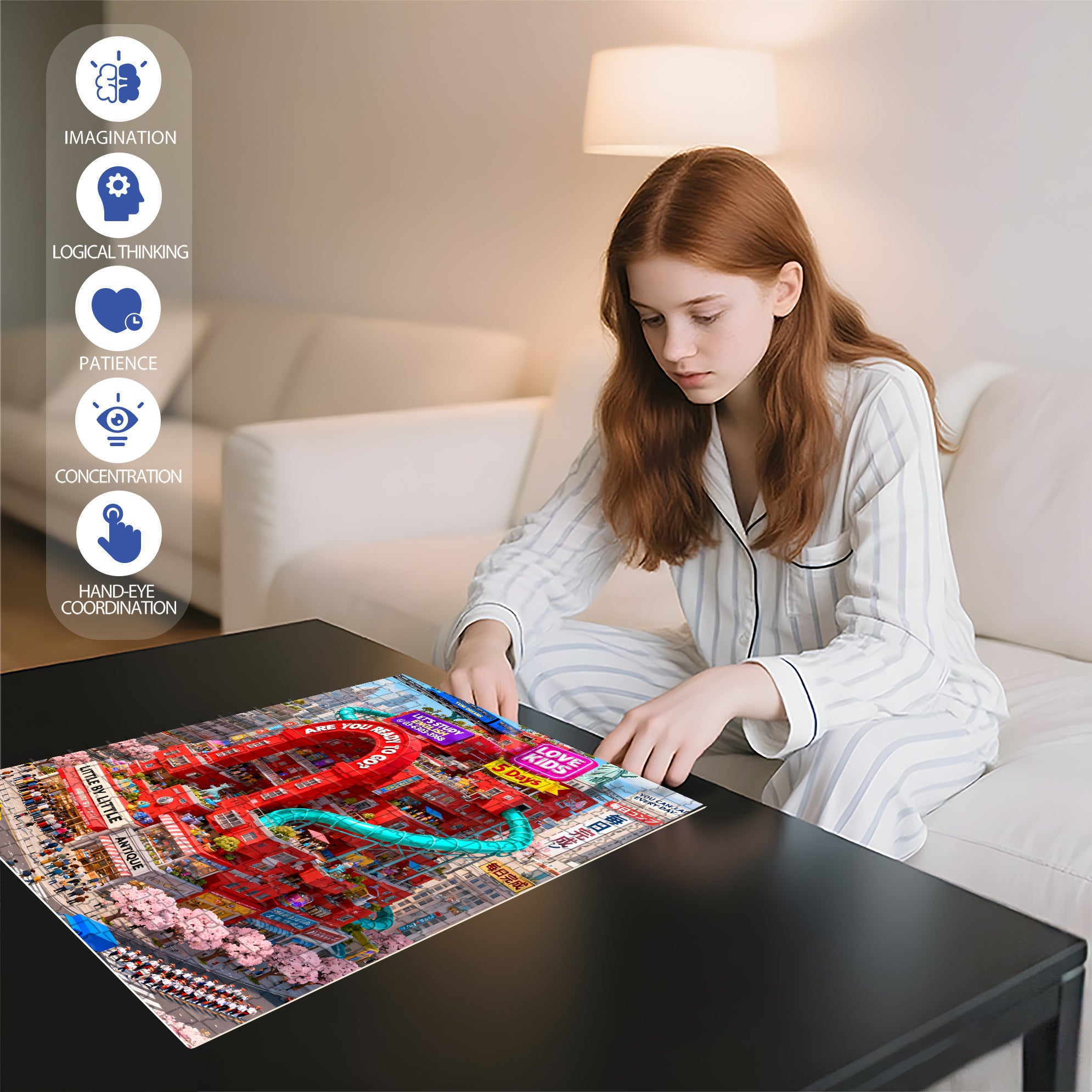 Little By Little 500pcs/1000pcs Jigsaw Puzzle, Scratch-Resistant, Interactive Family Game & Brain-Boosting DIY Decor, Perfect for Halloween, Christmas & New Year Gifts, Family Puzzle Game