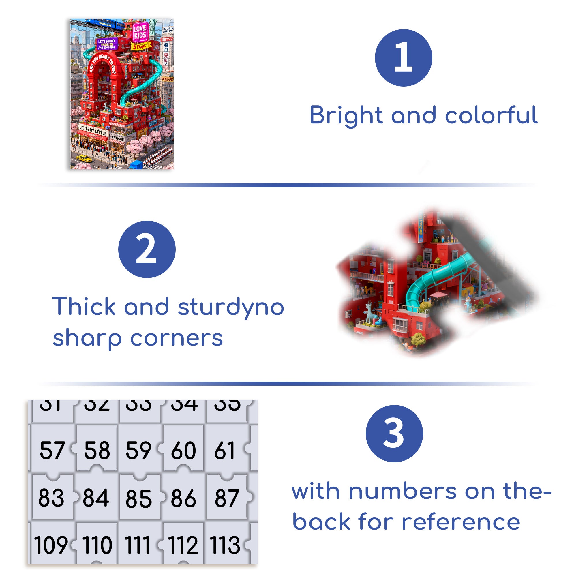 Little By Little 500pcs/1000pcs Jigsaw Puzzle, Scratch-Resistant, Interactive Family Game & Brain-Boosting DIY Decor, Perfect for Halloween, Christmas & New Year Gifts, Family Puzzle Game