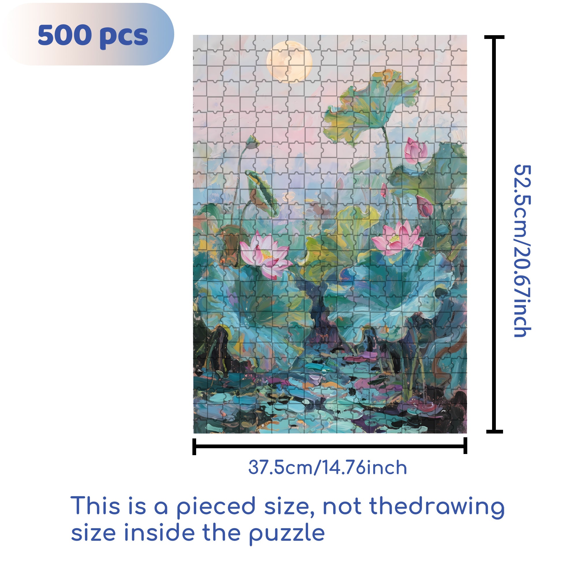 Lotus Pond 500pcs/1000pcs Jigsaw Puzzle, Scratch-Resistant, Interactive Family Game & Brain-Boosting DIY Decor, Perfect for Halloween, Christmas & New Year Gifts, Family Puzzle Game