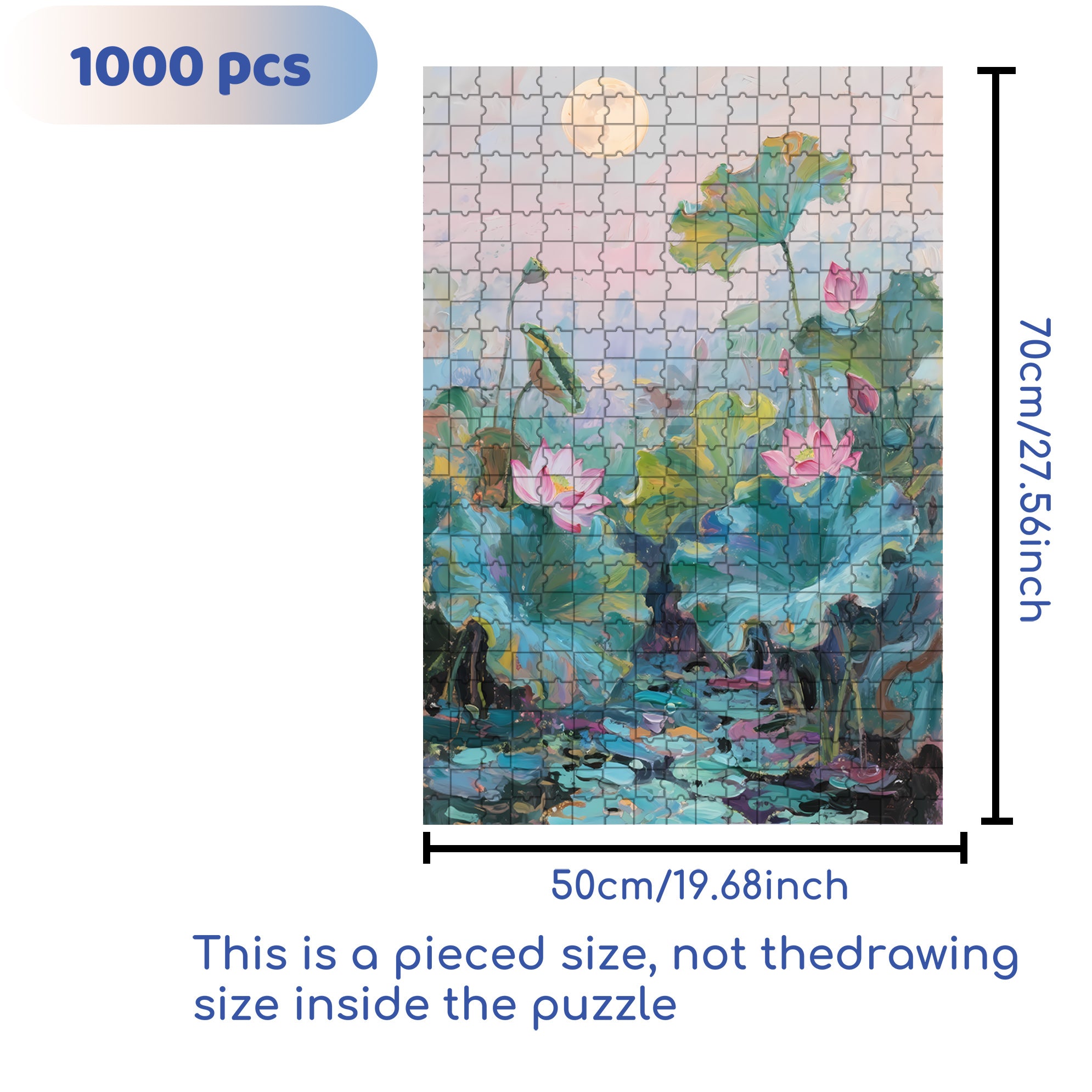 Lotus Pond 500pcs/1000pcs Jigsaw Puzzle, Scratch-Resistant, Interactive Family Game & Brain-Boosting DIY Decor, Perfect for Halloween, Christmas & New Year Gifts, Family Puzzle Game