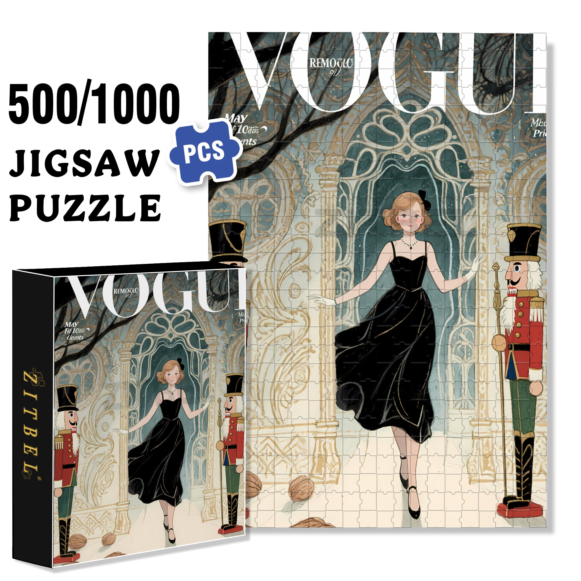 Magazine 500pcs/1000pcs Jigsaw Puzzle, Scratch-Resistant, Interactive Family Game & Brain-Boosting DIY Decor, Perfect for Halloween, Christmas & New Year Gifts, Family Puzzle Game