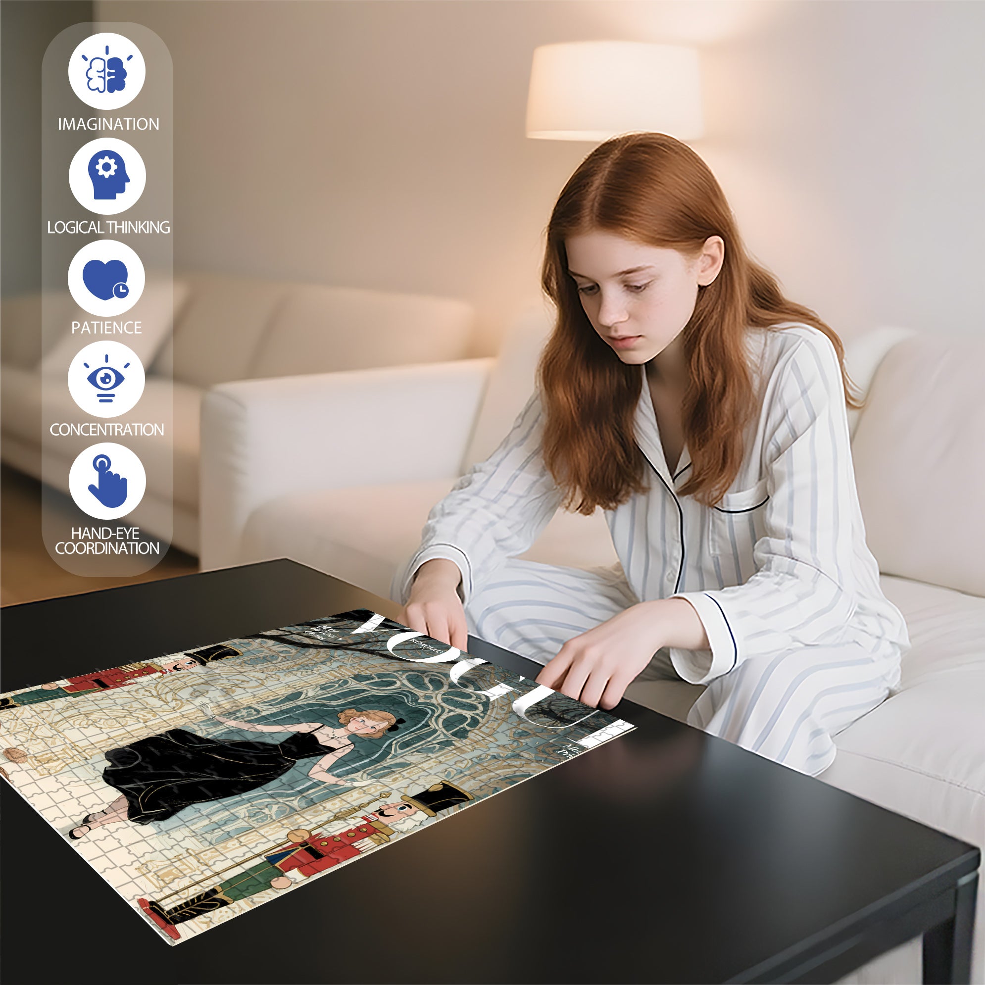 Magazine 500pcs/1000pcs Jigsaw Puzzle, Scratch-Resistant, Interactive Family Game & Brain-Boosting DIY Decor, Perfect for Halloween, Christmas & New Year Gifts, Family Puzzle Game