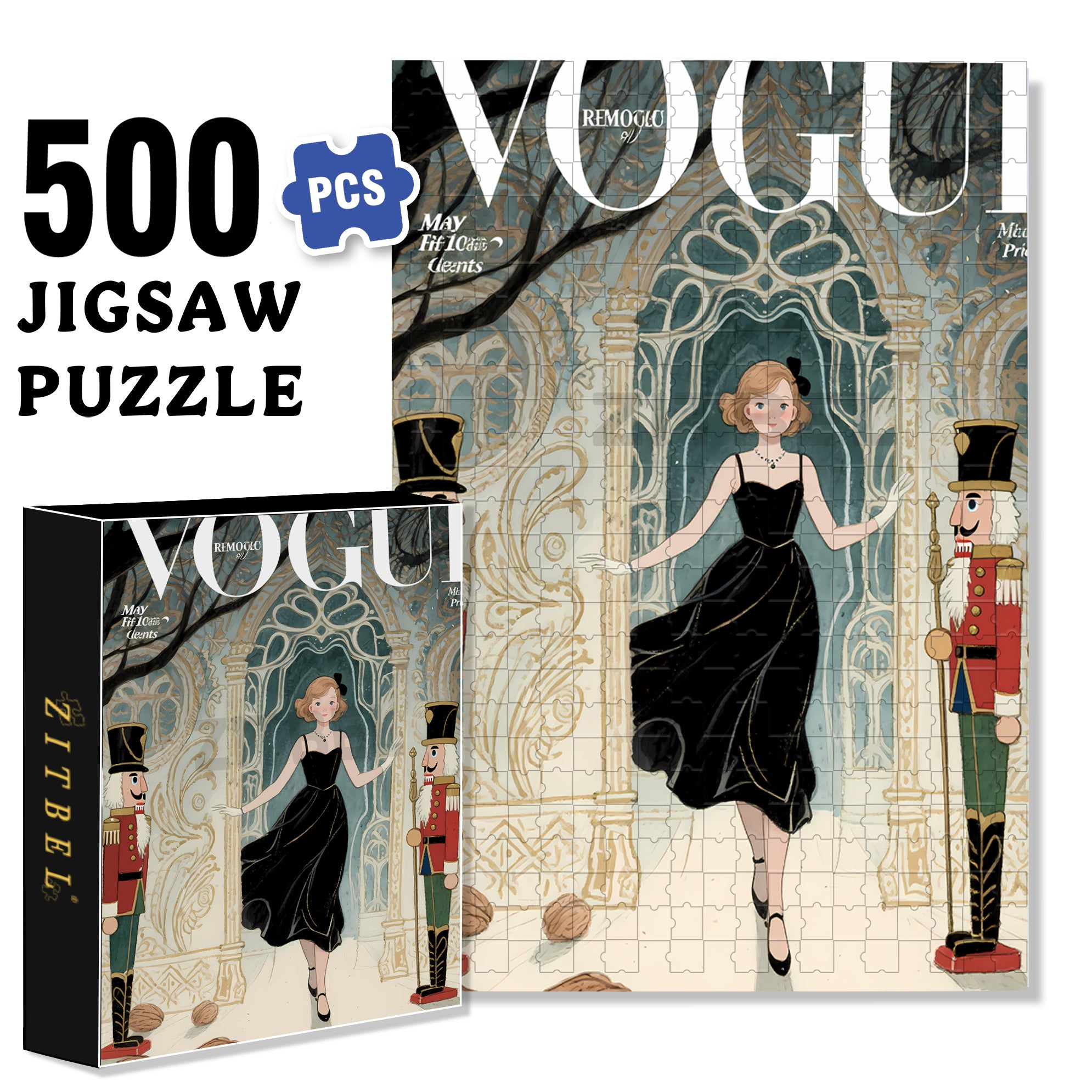 Magazine 500pcs/1000pcs Jigsaw Puzzle, Scratch-Resistant, Interactive Family Game & Brain-Boosting DIY Decor, Perfect for Halloween, Christmas & New Year Gifts, Family Puzzle Game