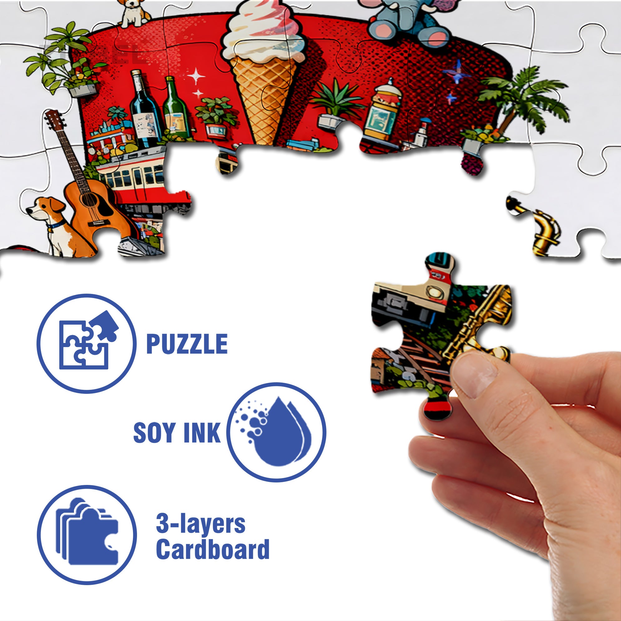 My Thoughts 500pcs/1000pcs Jigsaw Puzzle, Scratch-Resistant, Interactive Family Game & Brain-Boosting DIY Decor, Perfect for Halloween, Christmas & New Year Gifts, Family Puzzle Game