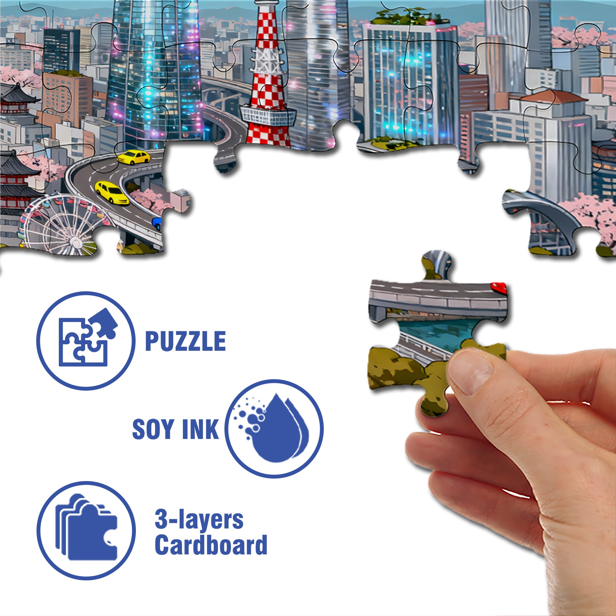 Modern City 500pcs/1000pcs Jigsaw Puzzle, Scratch-Resistant, Interactive Family Game & Brain-Boosting DIY Decor, Perfect for Halloween, Christmas & New Year Gifts, Family Puzzle Game