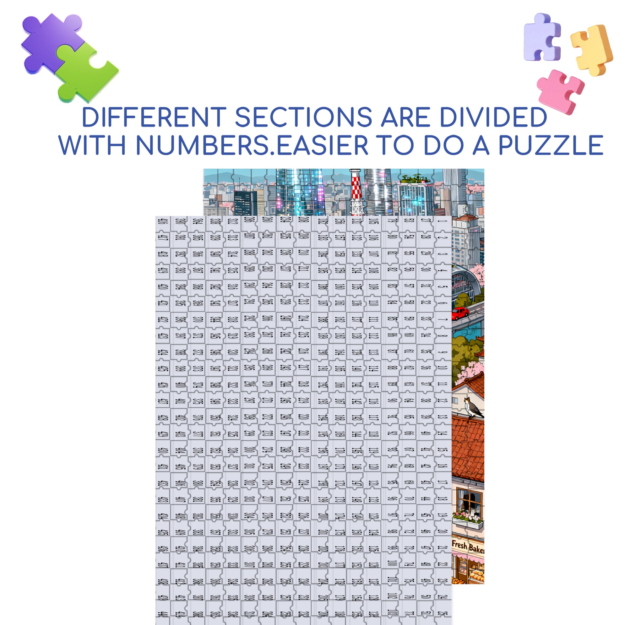 Modern City 500pcs/1000pcs Jigsaw Puzzle, Scratch-Resistant, Interactive Family Game & Brain-Boosting DIY Decor, Perfect for Halloween, Christmas & New Year Gifts, Family Puzzle Game