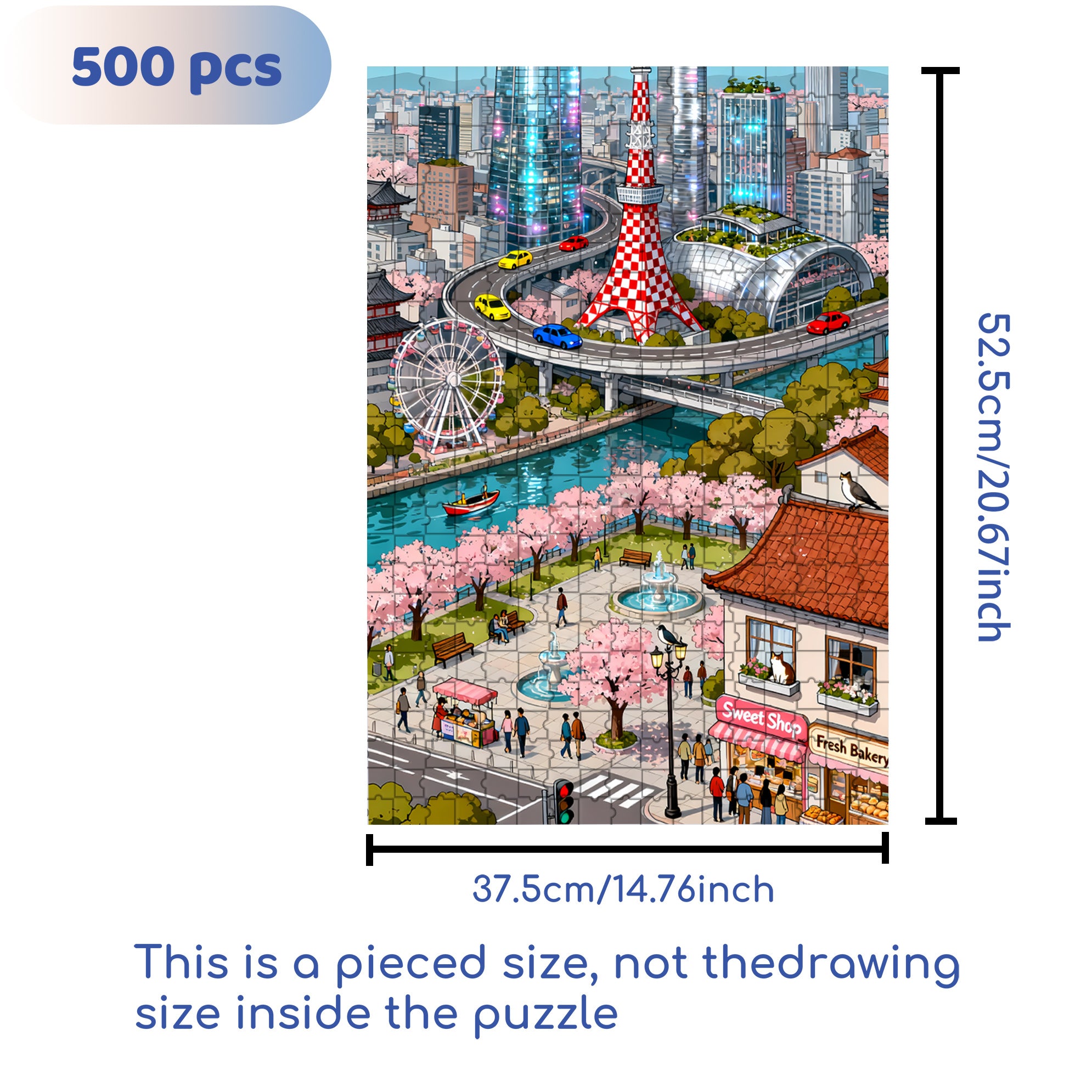 Modern City 500pcs/1000pcs Jigsaw Puzzle, Scratch-Resistant, Interactive Family Game & Brain-Boosting DIY Decor, Perfect for Halloween, Christmas & New Year Gifts, Family Puzzle Game