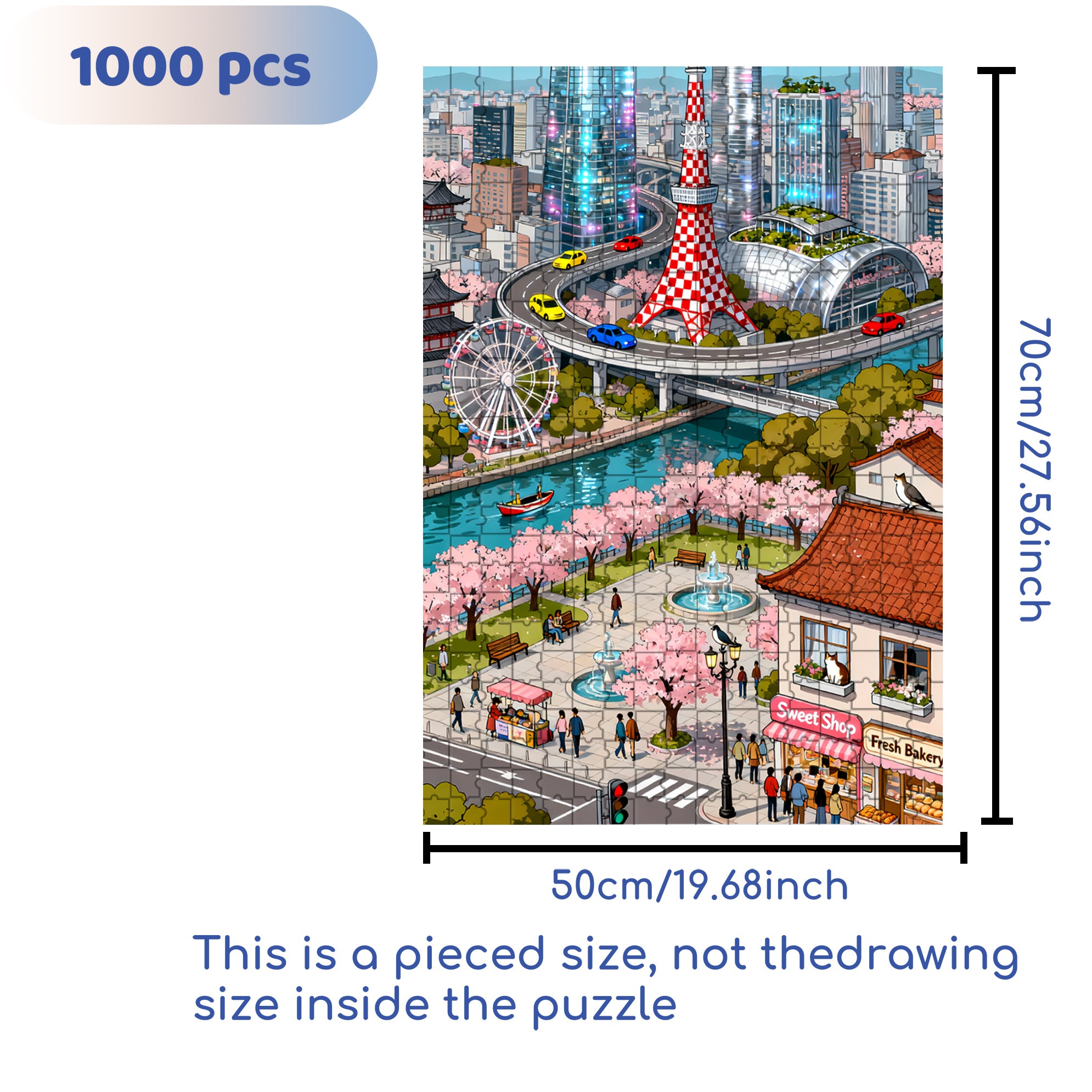Modern City 500pcs/1000pcs Jigsaw Puzzle, Scratch-Resistant, Interactive Family Game & Brain-Boosting DIY Decor, Perfect for Halloween, Christmas & New Year Gifts, Family Puzzle Game