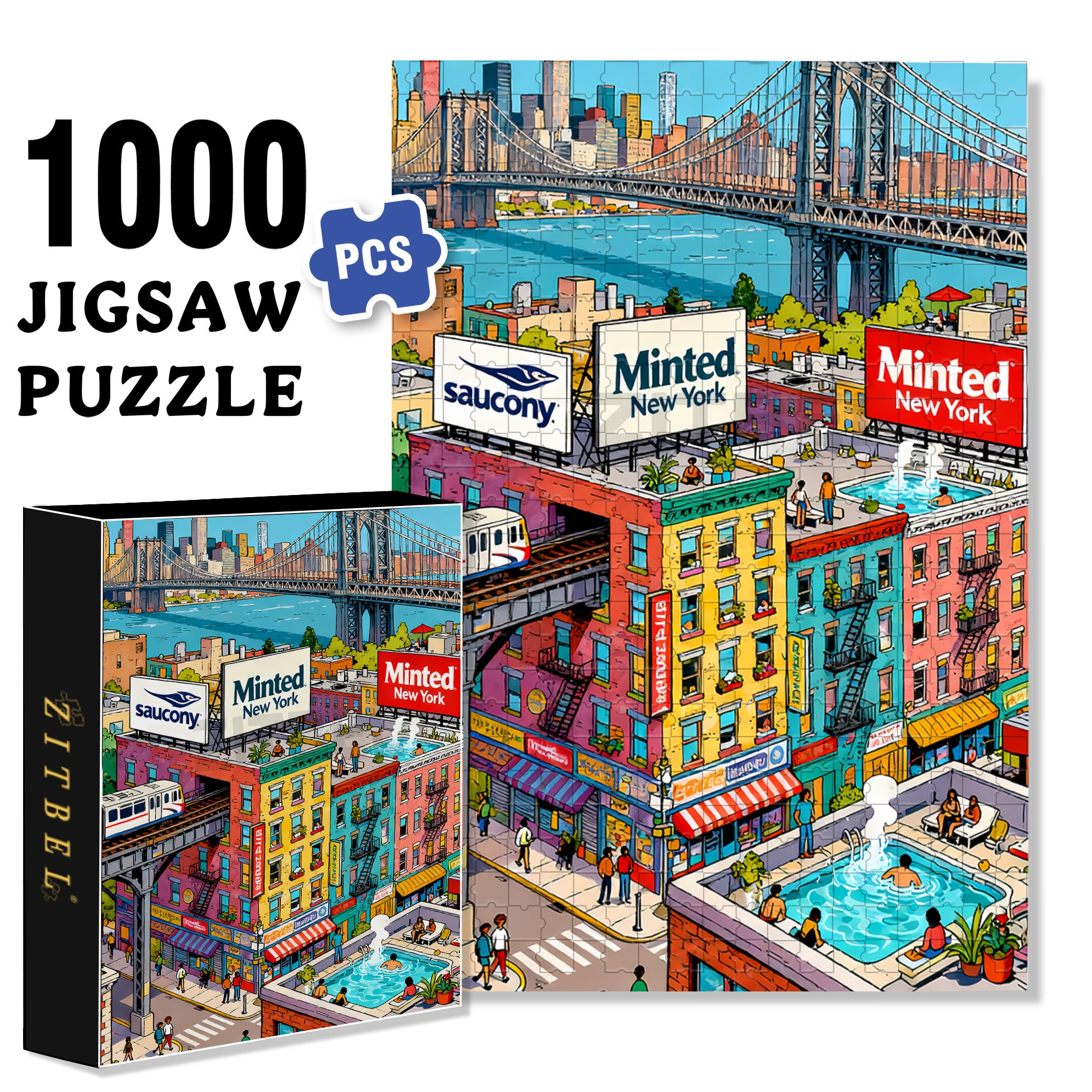 NewYork 500pcs/1000pcs Jigsaw Puzzle, Scratch-Resistant, Interactive Family Game & Brain-Boosting DIY Decor, Perfect for Halloween, Christmas & New Year Gifts, Family Puzzle Game