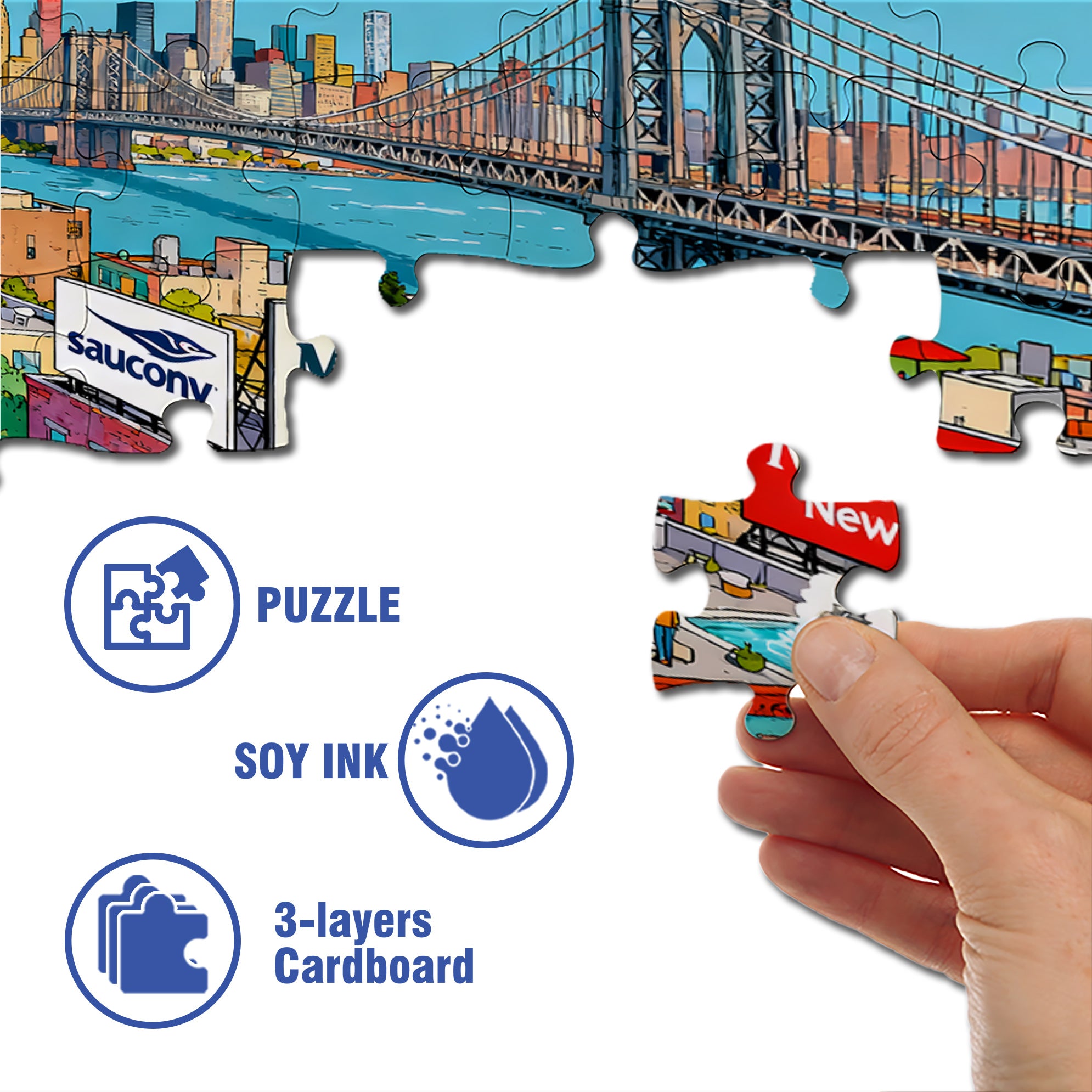 NewYork 500pcs/1000pcs Jigsaw Puzzle, Scratch-Resistant, Interactive Family Game & Brain-Boosting DIY Decor, Perfect for Halloween, Christmas & New Year Gifts, Family Puzzle Game