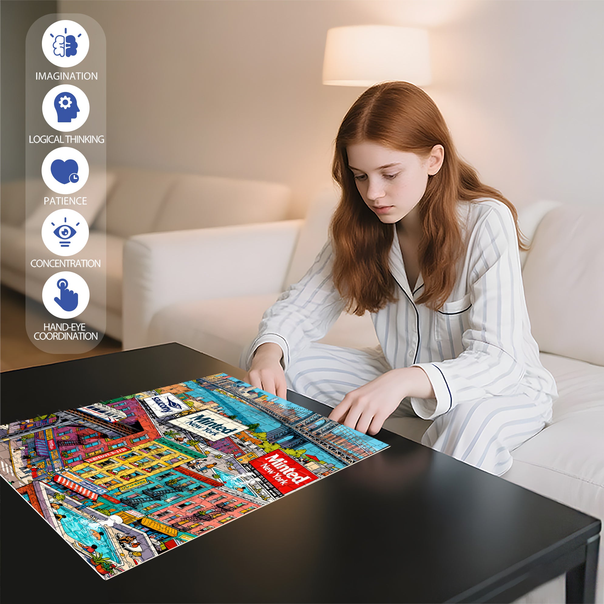 NewYork 500pcs/1000pcs Jigsaw Puzzle, Scratch-Resistant, Interactive Family Game & Brain-Boosting DIY Decor, Perfect for Halloween, Christmas & New Year Gifts, Family Puzzle Game