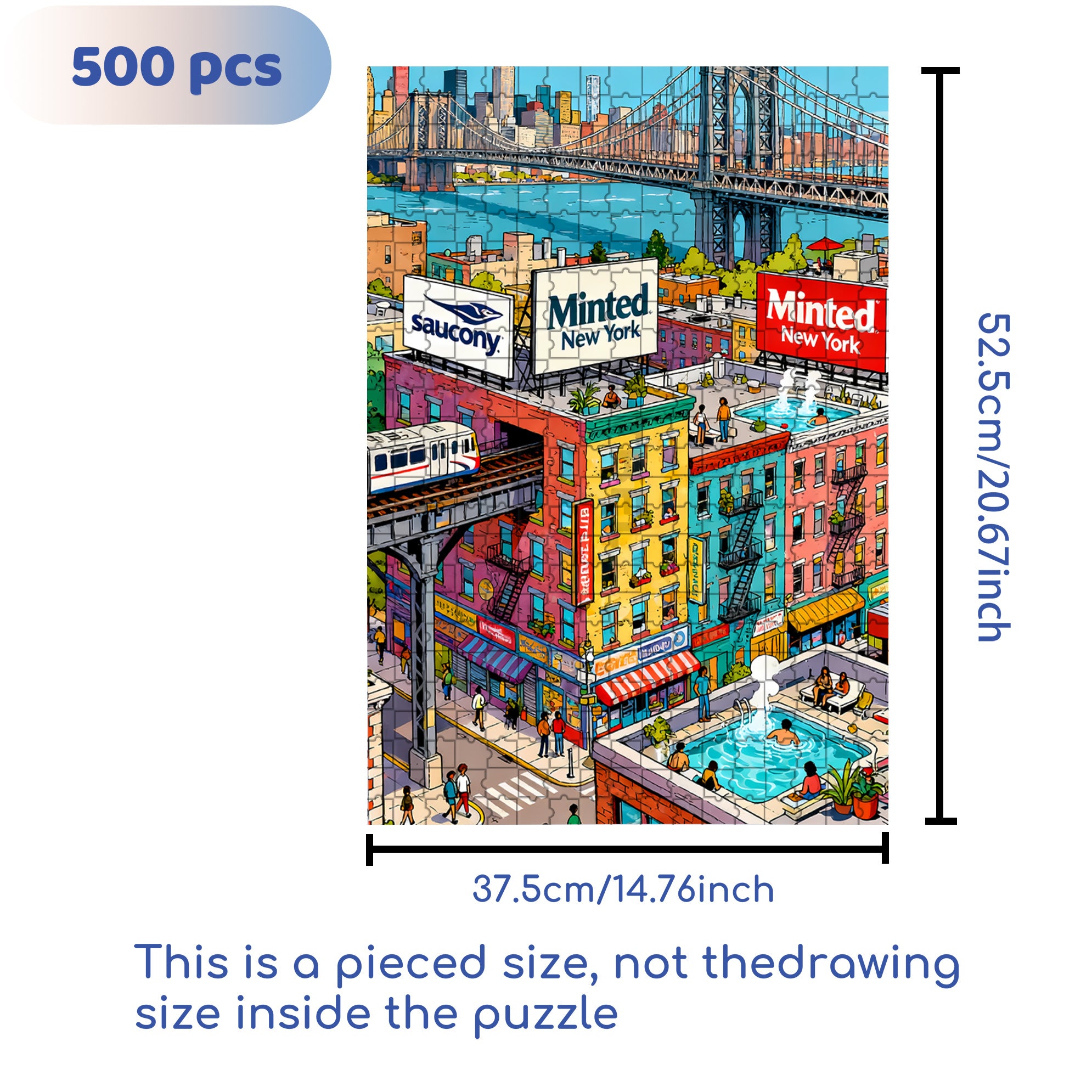 NewYork 500pcs/1000pcs Jigsaw Puzzle, Scratch-Resistant, Interactive Family Game & Brain-Boosting DIY Decor, Perfect for Halloween, Christmas & New Year Gifts, Family Puzzle Game