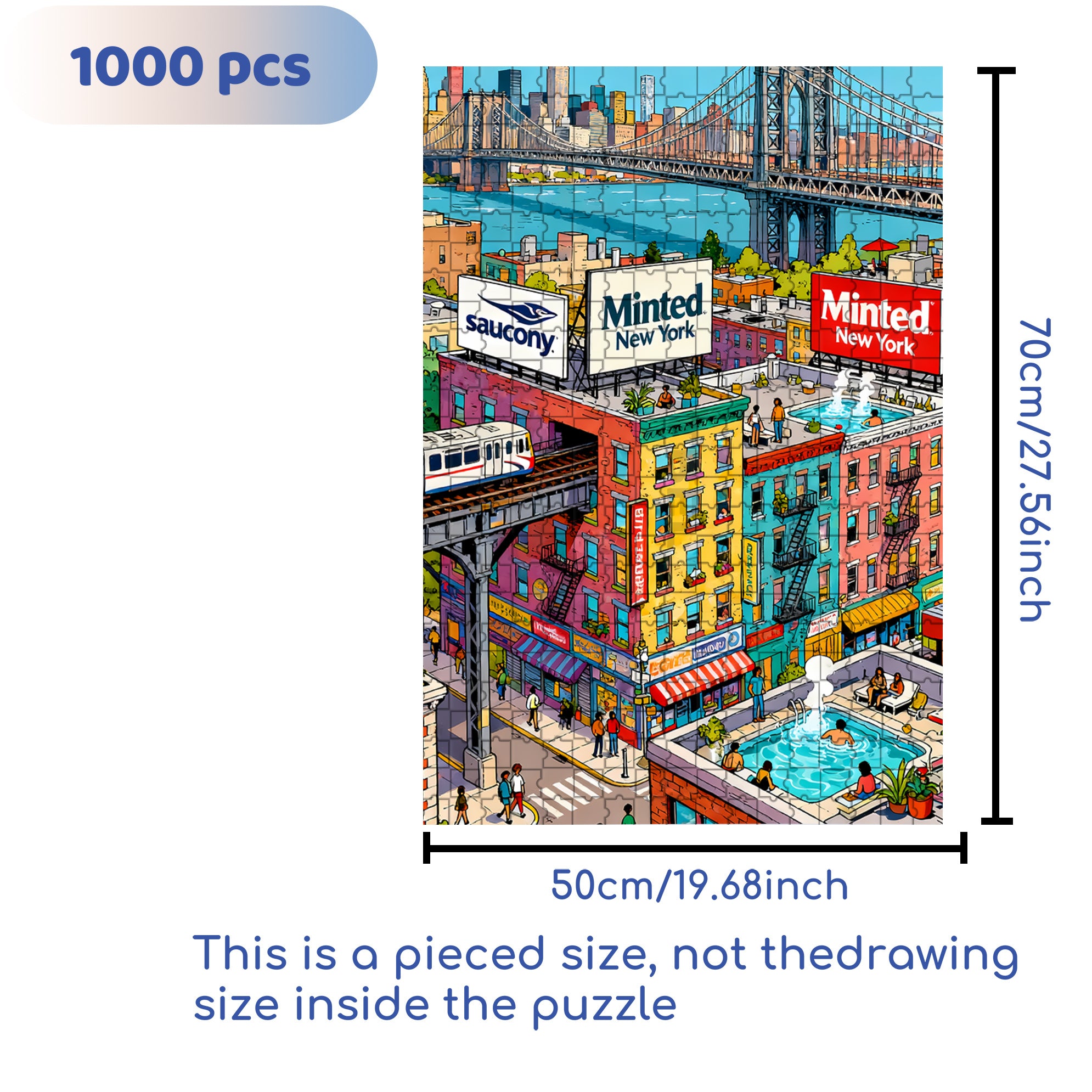 NewYork 500pcs/1000pcs Jigsaw Puzzle, Scratch-Resistant, Interactive Family Game & Brain-Boosting DIY Decor, Perfect for Halloween, Christmas & New Year Gifts, Family Puzzle Game