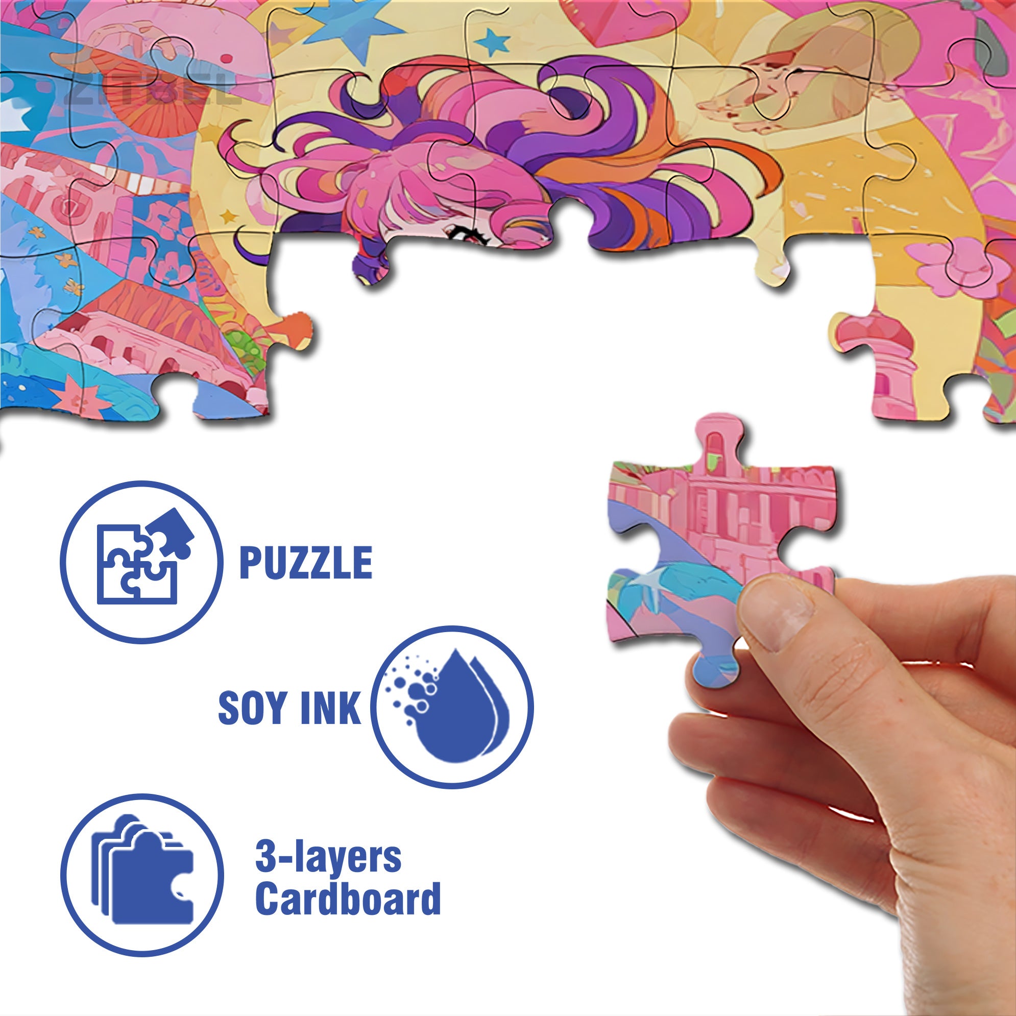 Pink Girl 500pcs/1000pcs Jigsaw Puzzle, Scratch-Resistant, Interactive Family Game & Brain-Boosting DIY Decor, Perfect for Halloween, Christmas & New Year Gifts, Family Puzzle Game