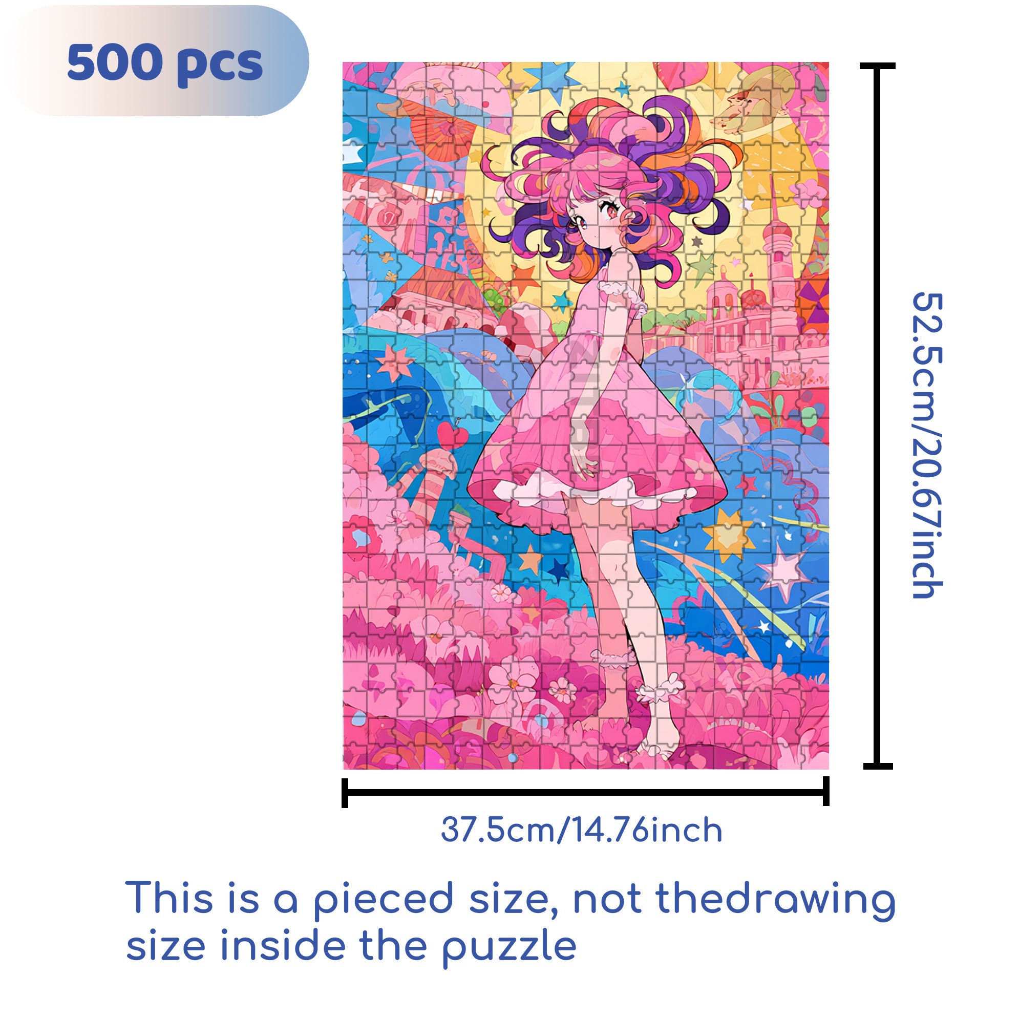 Pink Girl 500pcs/1000pcs Jigsaw Puzzle, Scratch-Resistant, Interactive Family Game & Brain-Boosting DIY Decor, Perfect for Halloween, Christmas & New Year Gifts, Family Puzzle Game