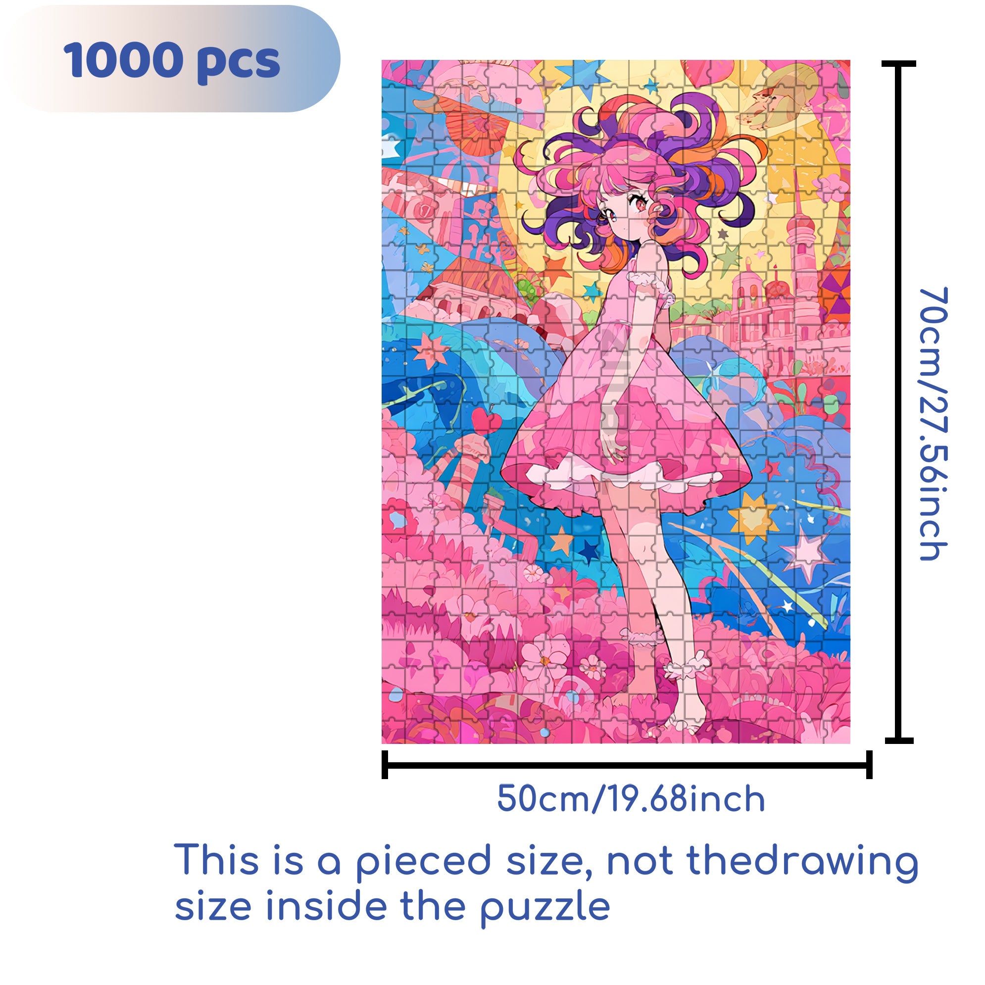 Pink Girl 500pcs/1000pcs Jigsaw Puzzle, Scratch-Resistant, Interactive Family Game & Brain-Boosting DIY Decor, Perfect for Halloween, Christmas & New Year Gifts, Family Puzzle Game