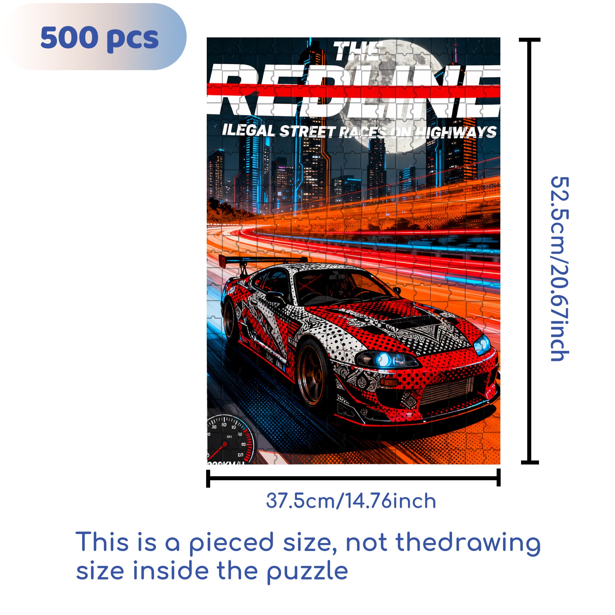 Red Line 500pcs/1000pcs Jigsaw Puzzle, Scratch-Resistant, Interactive Family Game & Brain-Boosting DIY Decor, Perfect for Halloween, Christmas & New Year Gifts, Family Puzzle Game