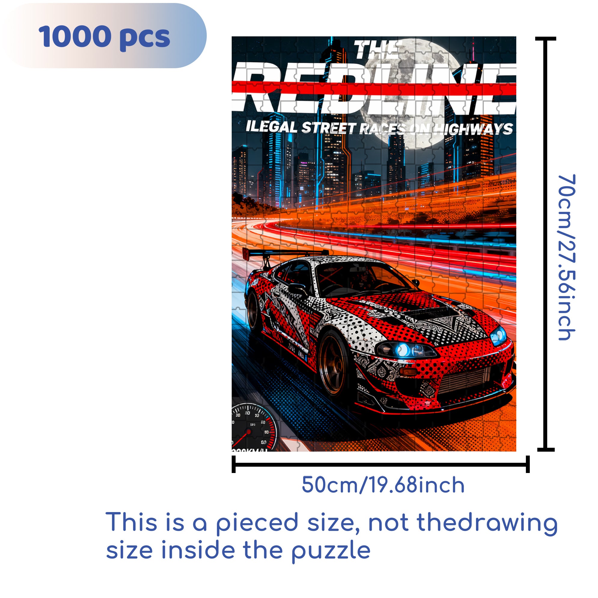 Red Line 500pcs/1000pcs Jigsaw Puzzle, Scratch-Resistant, Interactive Family Game & Brain-Boosting DIY Decor, Perfect for Halloween, Christmas & New Year Gifts, Family Puzzle Game