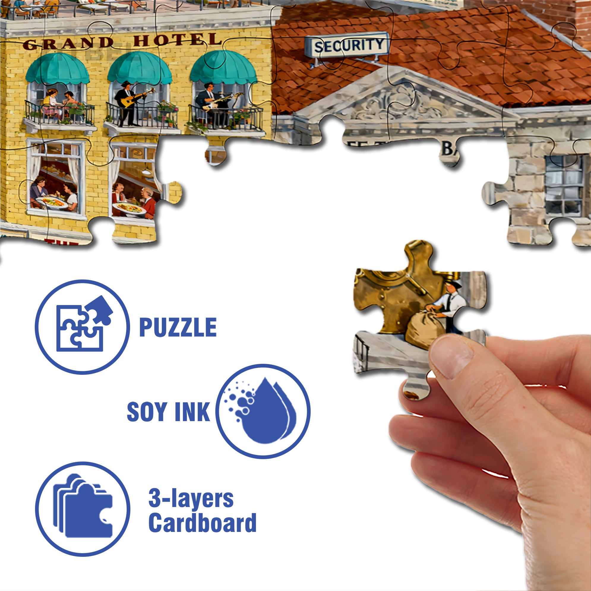 Retro City 500pcs/1000pcs Jigsaw Puzzle, Scratch-Resistant, Interactive Family Game & Brain-Boosting DIY Decor, Perfect for Halloween, Christmas & New Year Gifts, Family Puzzle Game
