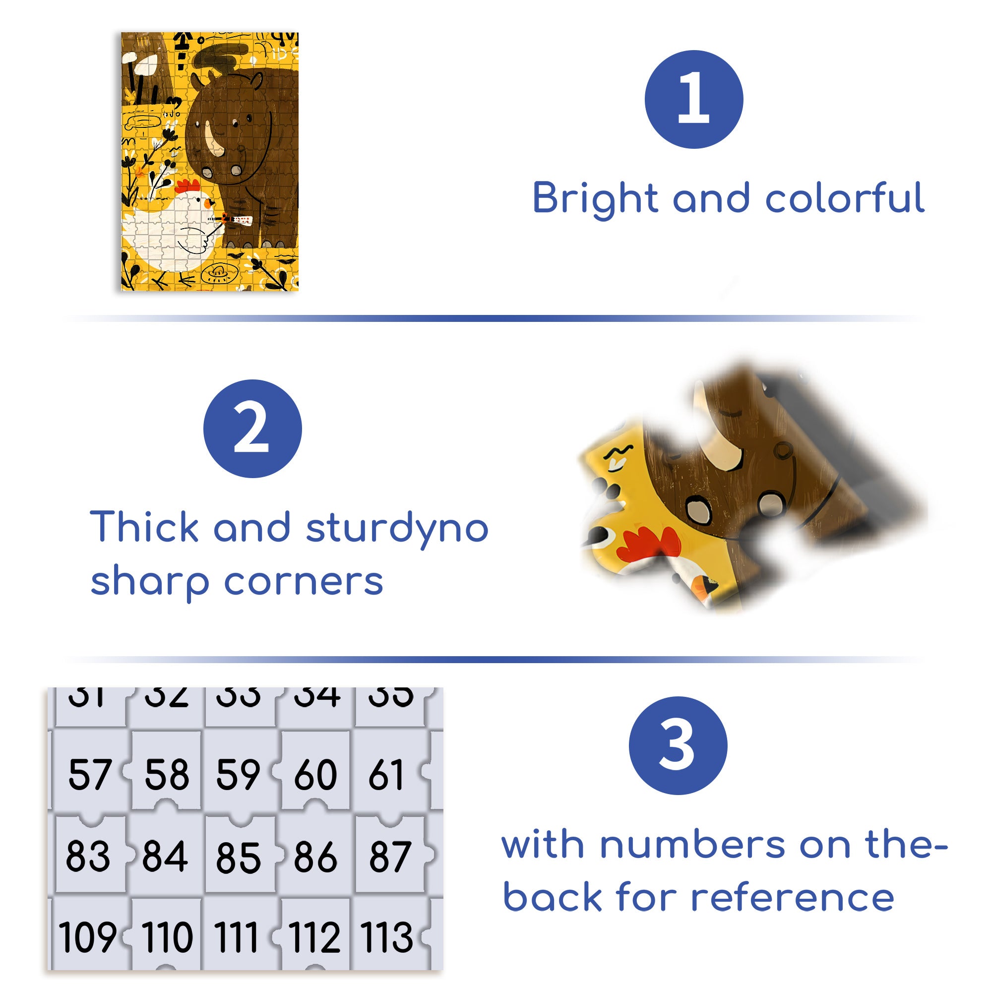 Rhino and Chicken 500pcs/1000pcs Jigsaw Puzzle, Scratch-Resistant, Interactive Family Game & Brain-Boosting DIY Decor, Perfect for Halloween, Christmas & New Year Gifts, Family Puzzle Game