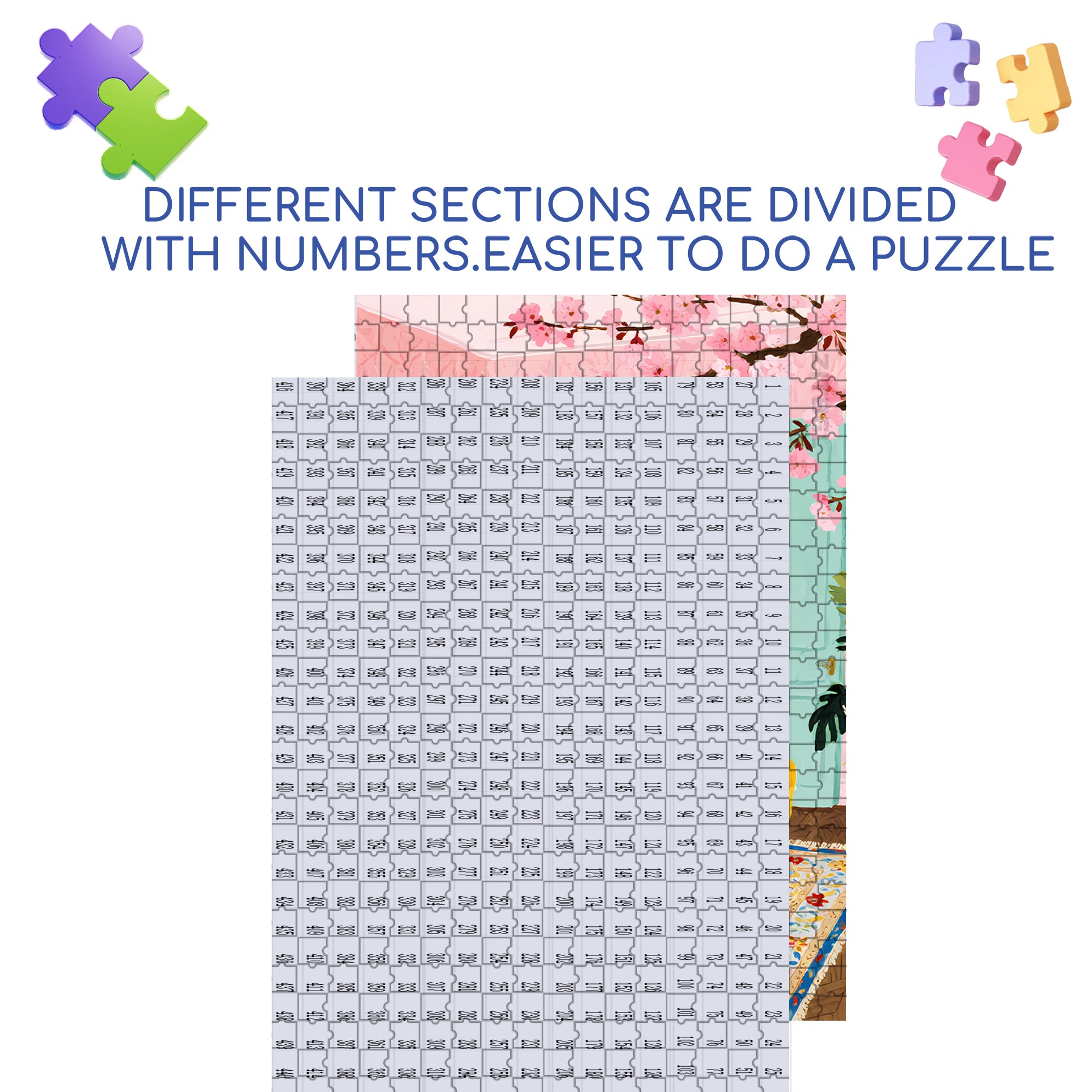 Sakura 500pcs/1000pcs Jigsaw Puzzle, Scratch-Resistant, Interactive Family Game & Brain-Boosting DIY Decor, Perfect for Halloween, Christmas & New Year Gifts, Family Puzzle Game