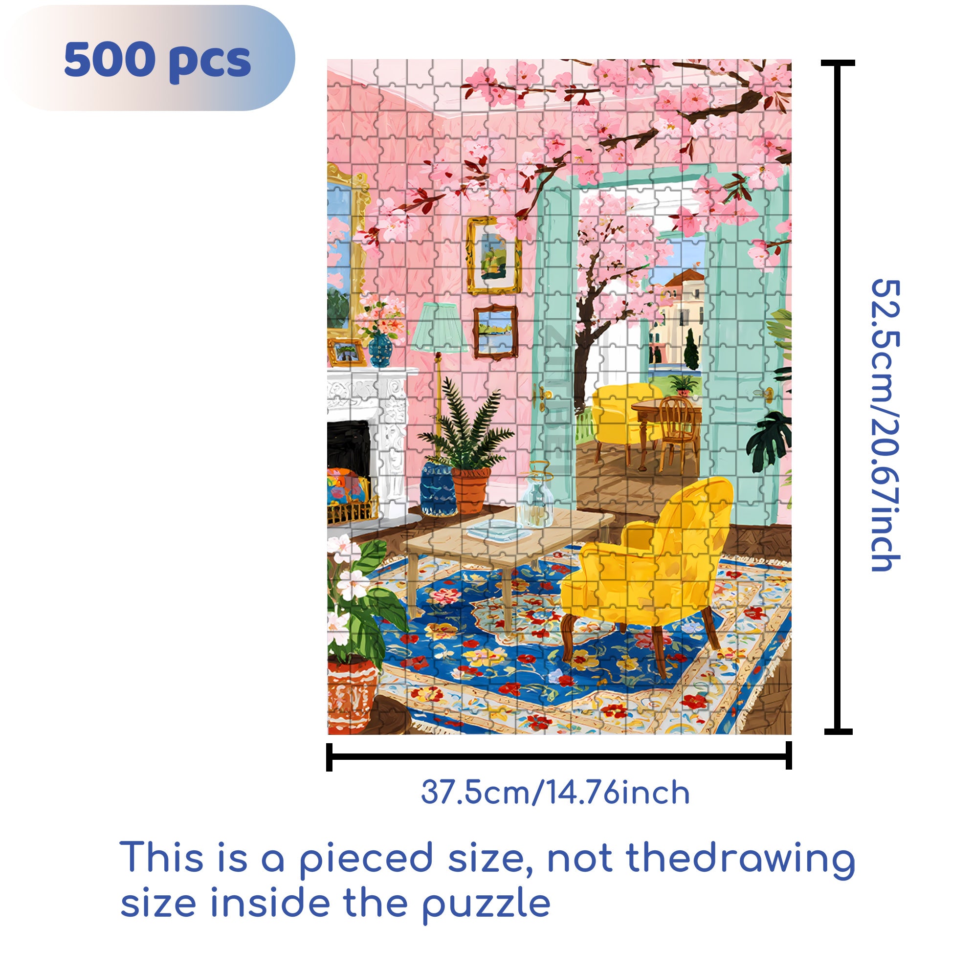 Sakura 500pcs/1000pcs Jigsaw Puzzle, Scratch-Resistant, Interactive Family Game & Brain-Boosting DIY Decor, Perfect for Halloween, Christmas & New Year Gifts, Family Puzzle Game