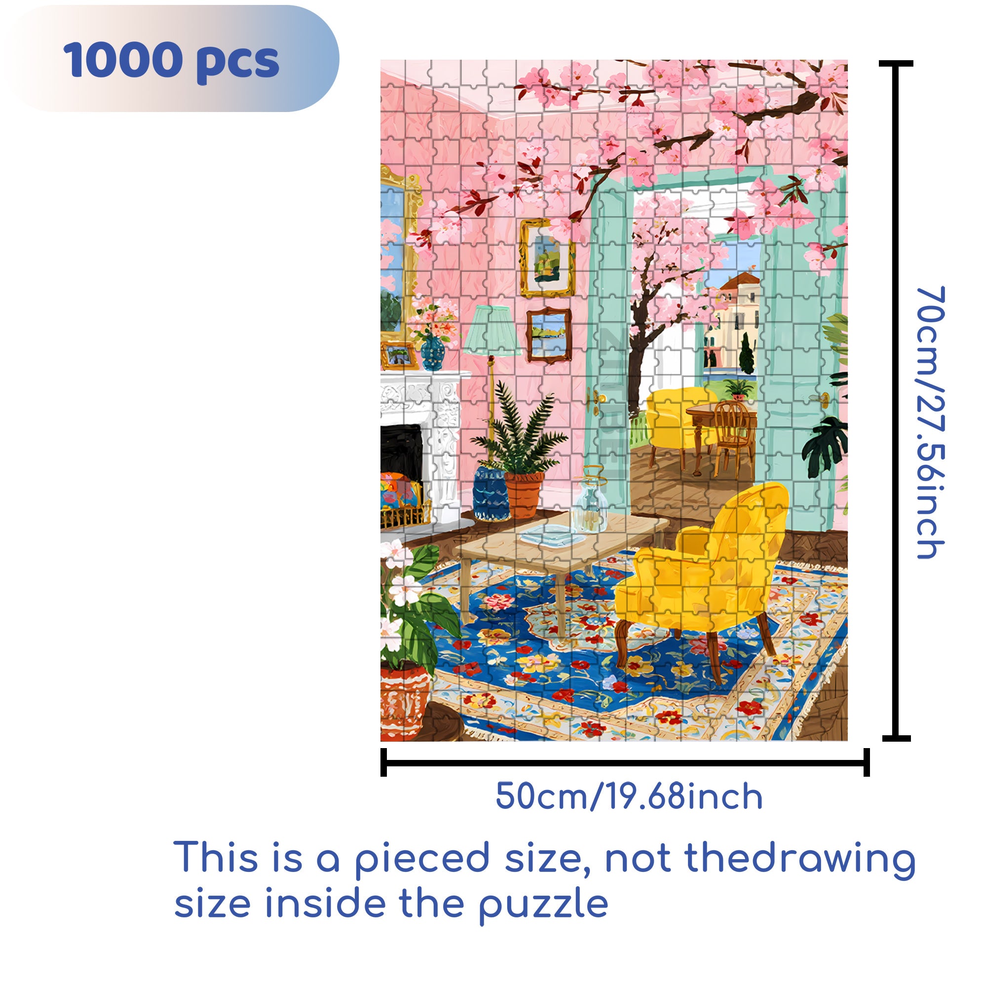 Sakura 500pcs/1000pcs Jigsaw Puzzle, Scratch-Resistant, Interactive Family Game & Brain-Boosting DIY Decor, Perfect for Halloween, Christmas & New Year Gifts, Family Puzzle Game