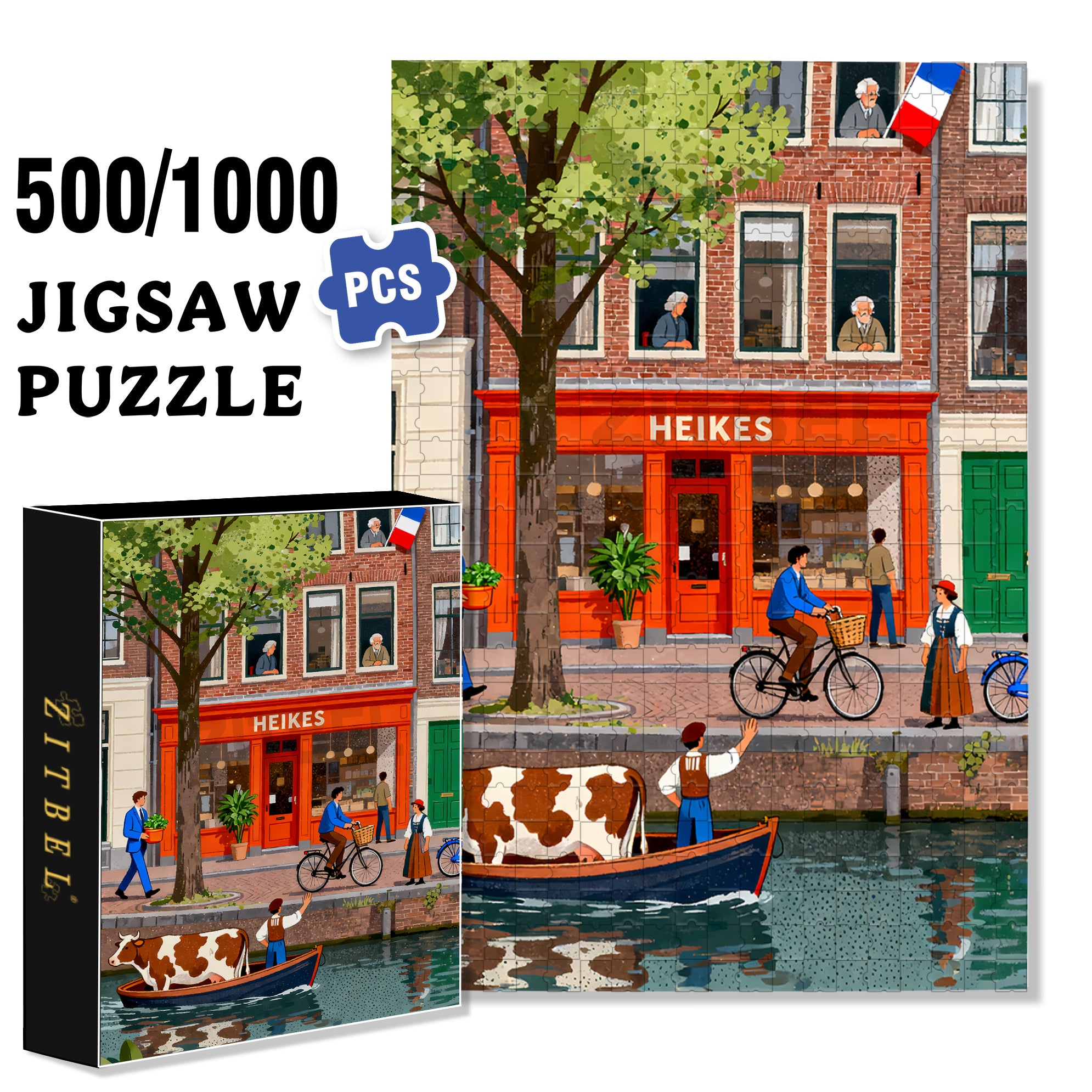 Seine River 500pcs/1000pcs Jigsaw Puzzle, Scratch-Resistant, Interactive Family Game & Brain-Boosting DIY Decor, Perfect for Halloween, Christmas & New Year Gifts, Family Puzzle Game