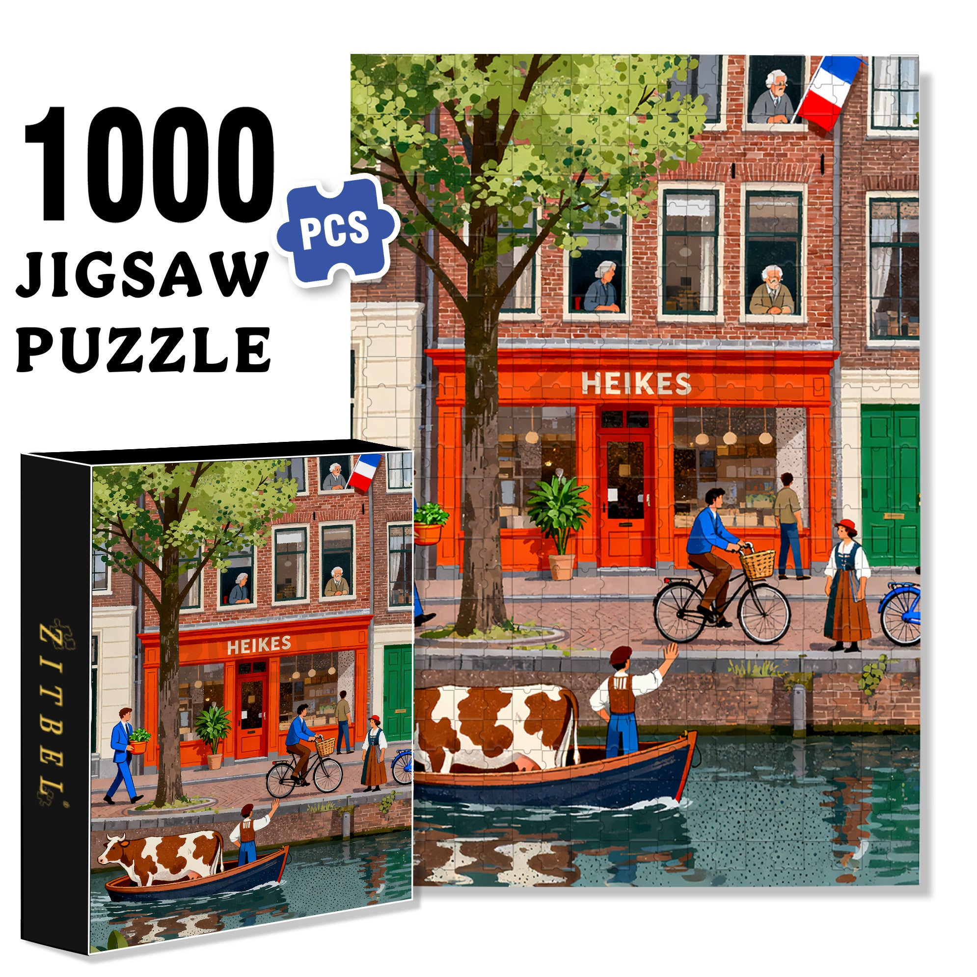 Seine River 500pcs/1000pcs Jigsaw Puzzle, Scratch-Resistant, Interactive Family Game & Brain-Boosting DIY Decor, Perfect for Halloween, Christmas & New Year Gifts, Family Puzzle Game
