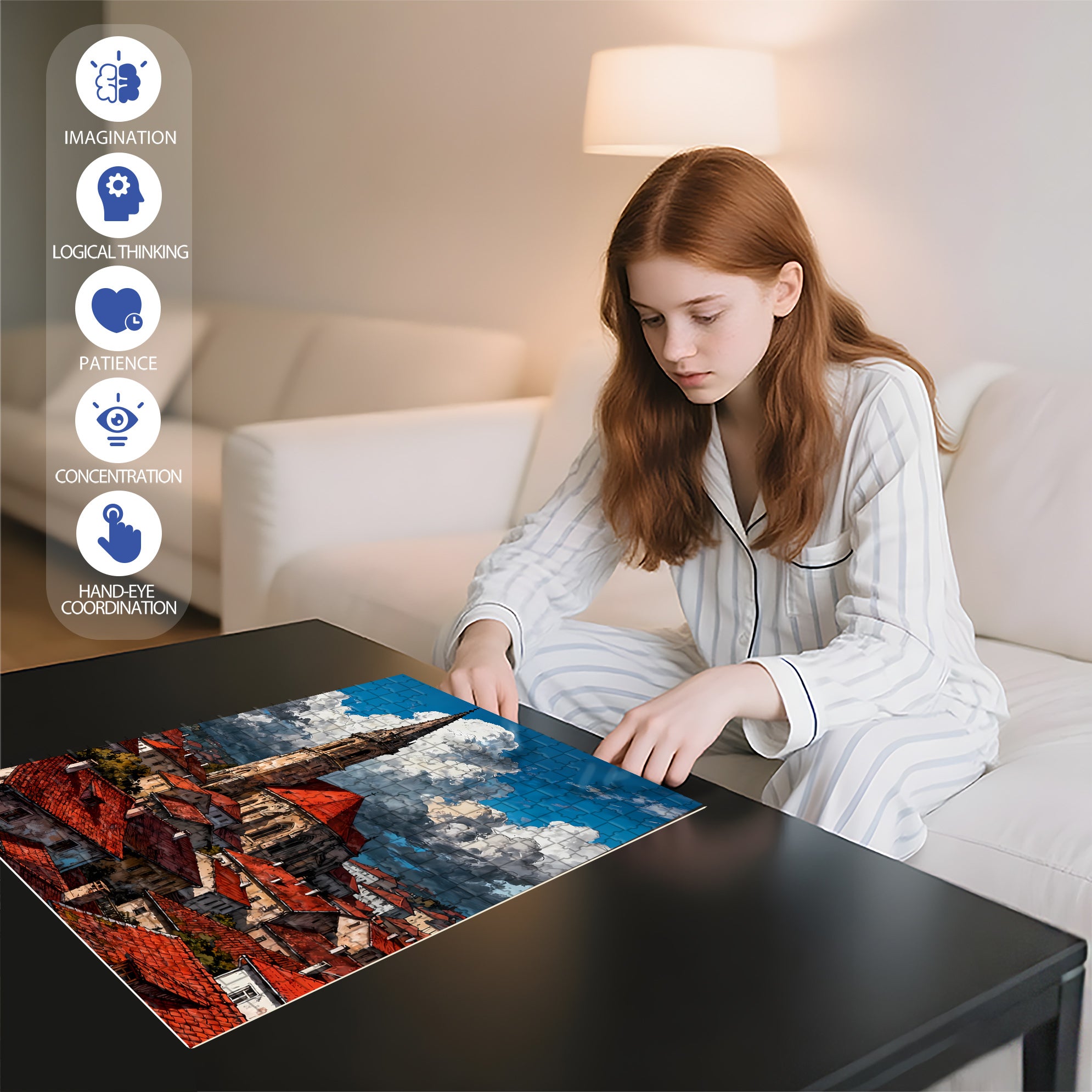 Summer Afternoon 500pcs/1000pcs Jigsaw Puzzle, Scratch-Resistant, Interactive Family Game & Brain-Boosting DIY Decor, Perfect for Halloween, Christmas & New Year Gifts, Family Puzzle Game