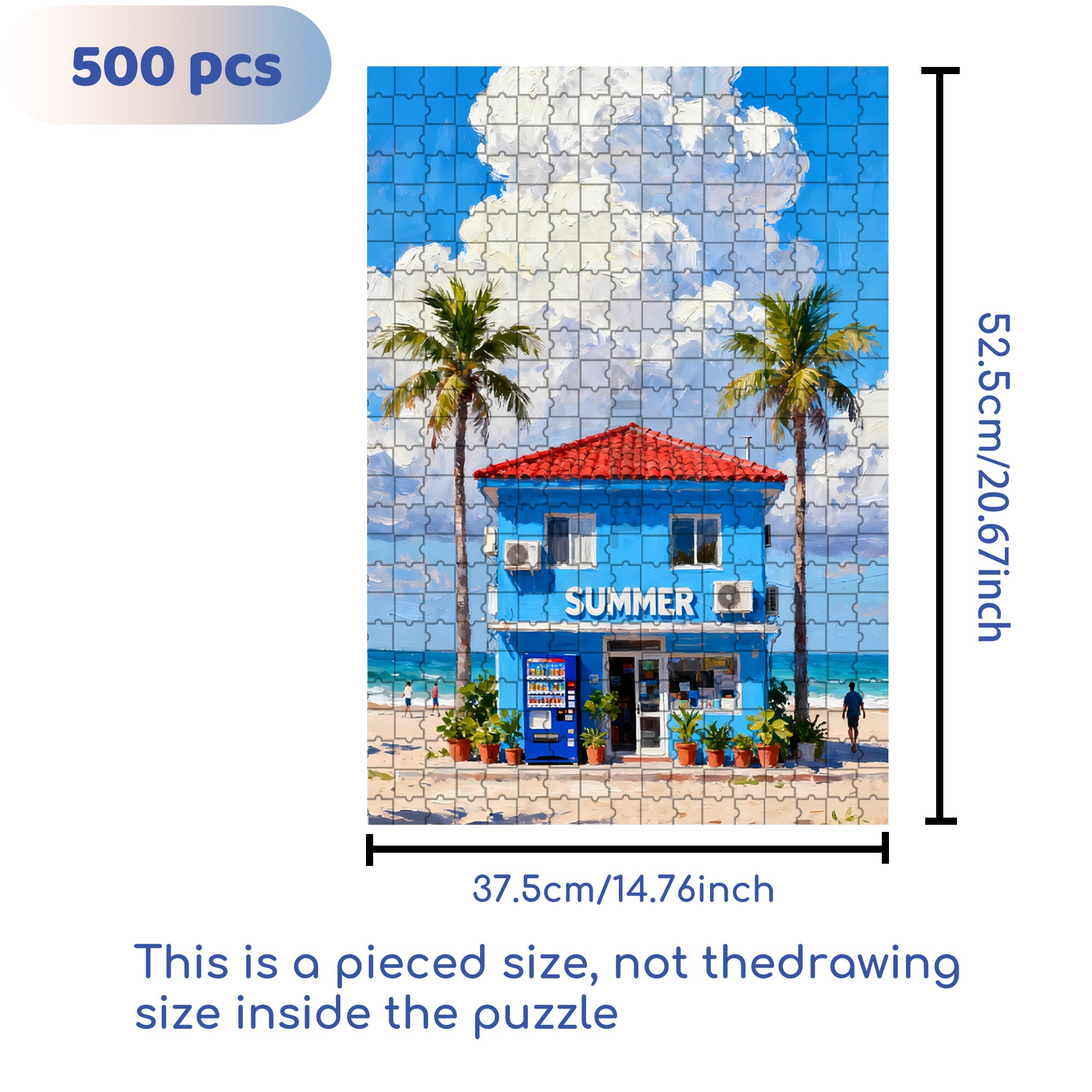 Summer Vacation 500pcs/1000pcs Jigsaw Puzzle, Scratch-Resistant, Interactive Family Game & Brain-Boosting DIY Decor, Perfect for Halloween, Christmas & New Year Gifts, Family Puzzle Game