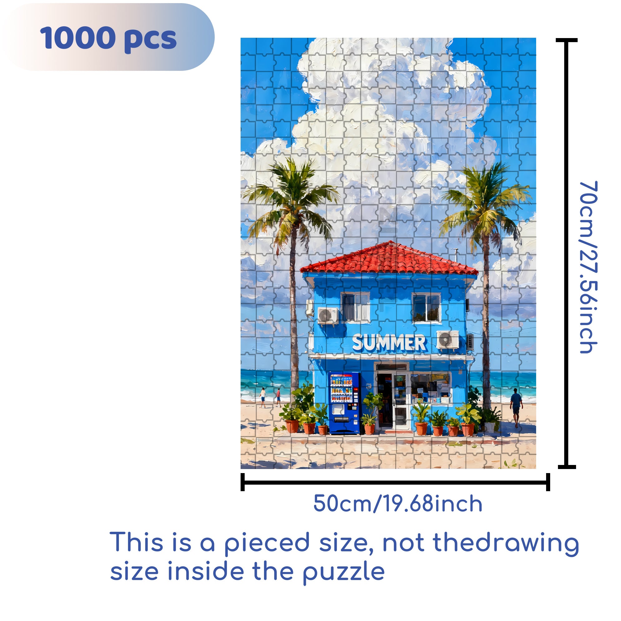 Summer Vacation 500pcs/1000pcs Jigsaw Puzzle, Scratch-Resistant, Interactive Family Game & Brain-Boosting DIY Decor, Perfect for Halloween, Christmas & New Year Gifts, Family Puzzle Game