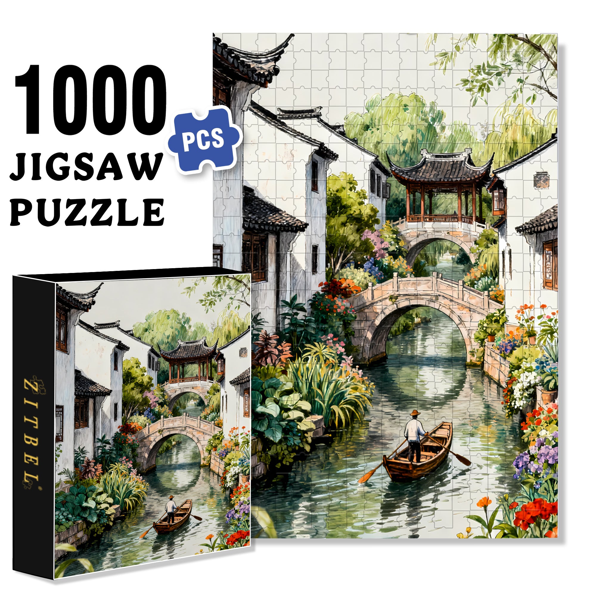 Suzhou 500pcs/1000pcs Jigsaw Puzzle, Scratch-Resistant, Interactive Family Game & Brain-Boosting DIY Decor, Perfect for Halloween, Christmas & New Year Gifts, Family Puzzle Game