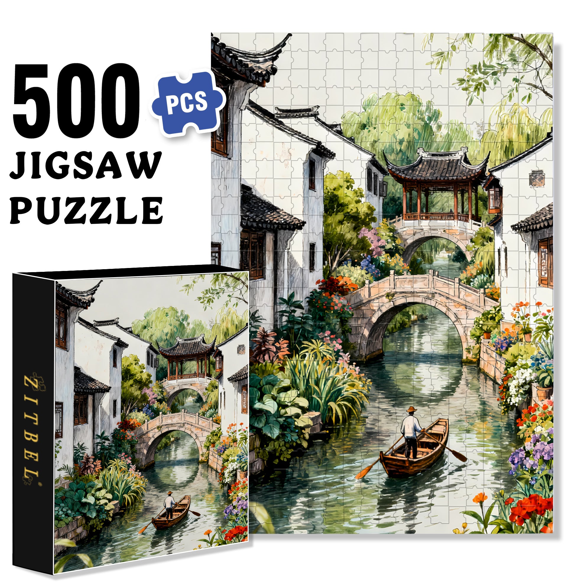 Suzhou 500pcs/1000pcs Jigsaw Puzzle, Scratch-Resistant, Interactive Family Game & Brain-Boosting DIY Decor, Perfect for Halloween, Christmas & New Year Gifts, Family Puzzle Game