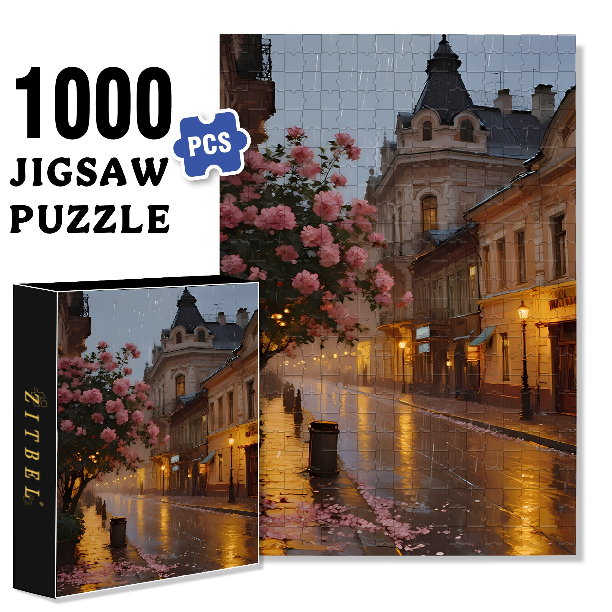 Walking In The Rain 500pcs/1000pcs Jigsaw Puzzle, Scratch-Resistant, Interactive Family Game & Brain-Boosting DIY Decor, Perfect for Halloween, Christmas & New Year Gifts, Family Puzzle Game