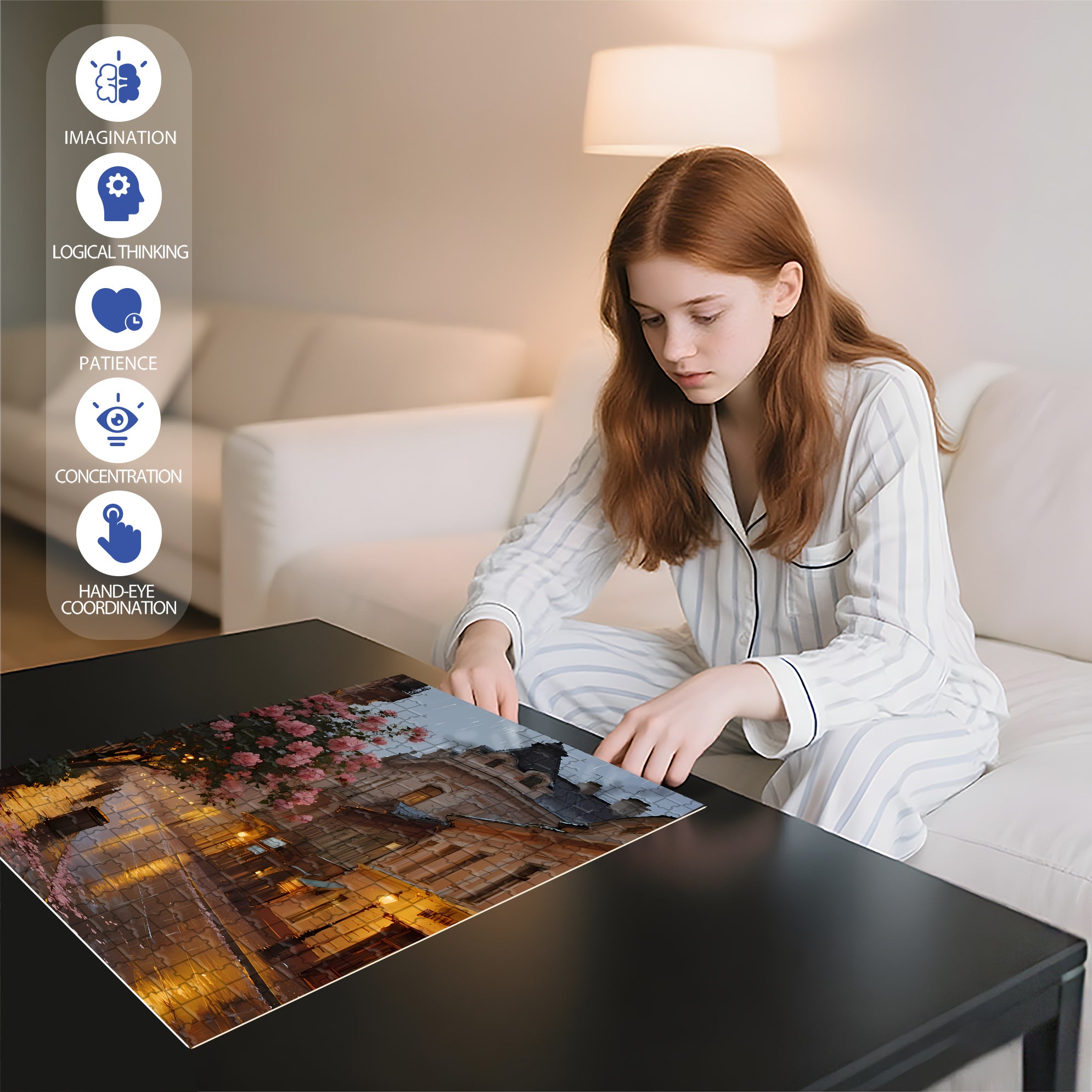 Walking In The Rain 500pcs/1000pcs Jigsaw Puzzle, Scratch-Resistant, Interactive Family Game & Brain-Boosting DIY Decor, Perfect for Halloween, Christmas & New Year Gifts, Family Puzzle Game