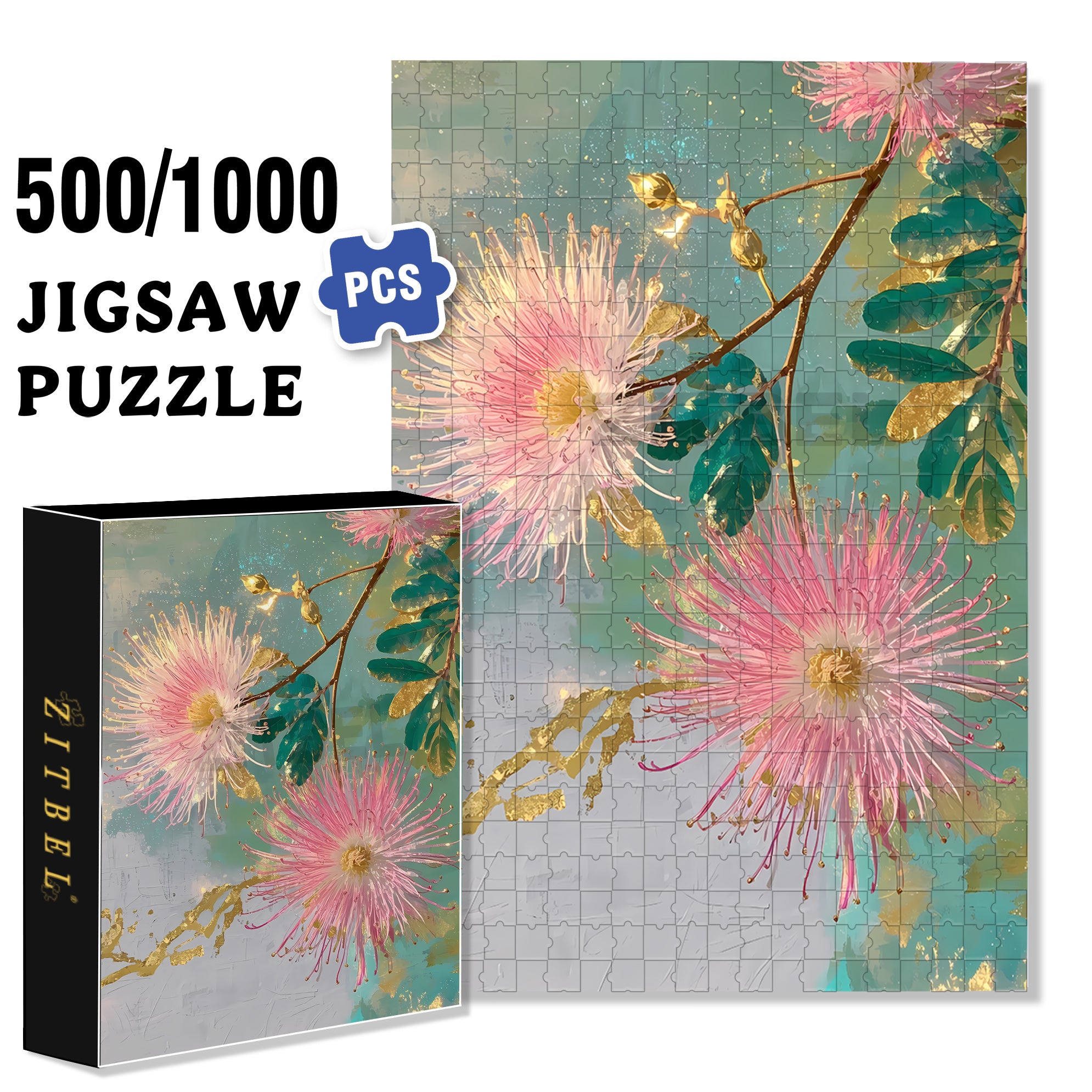 Albizia Julibrissin 500pcs/1000pcs Jigsaw Puzzle, Scratch-Resistant, Interactive Family Game & Brain-Boosting DIY Decor, Perfect for Halloween, Christmas & New Year Gifts, Family Puzzle Game