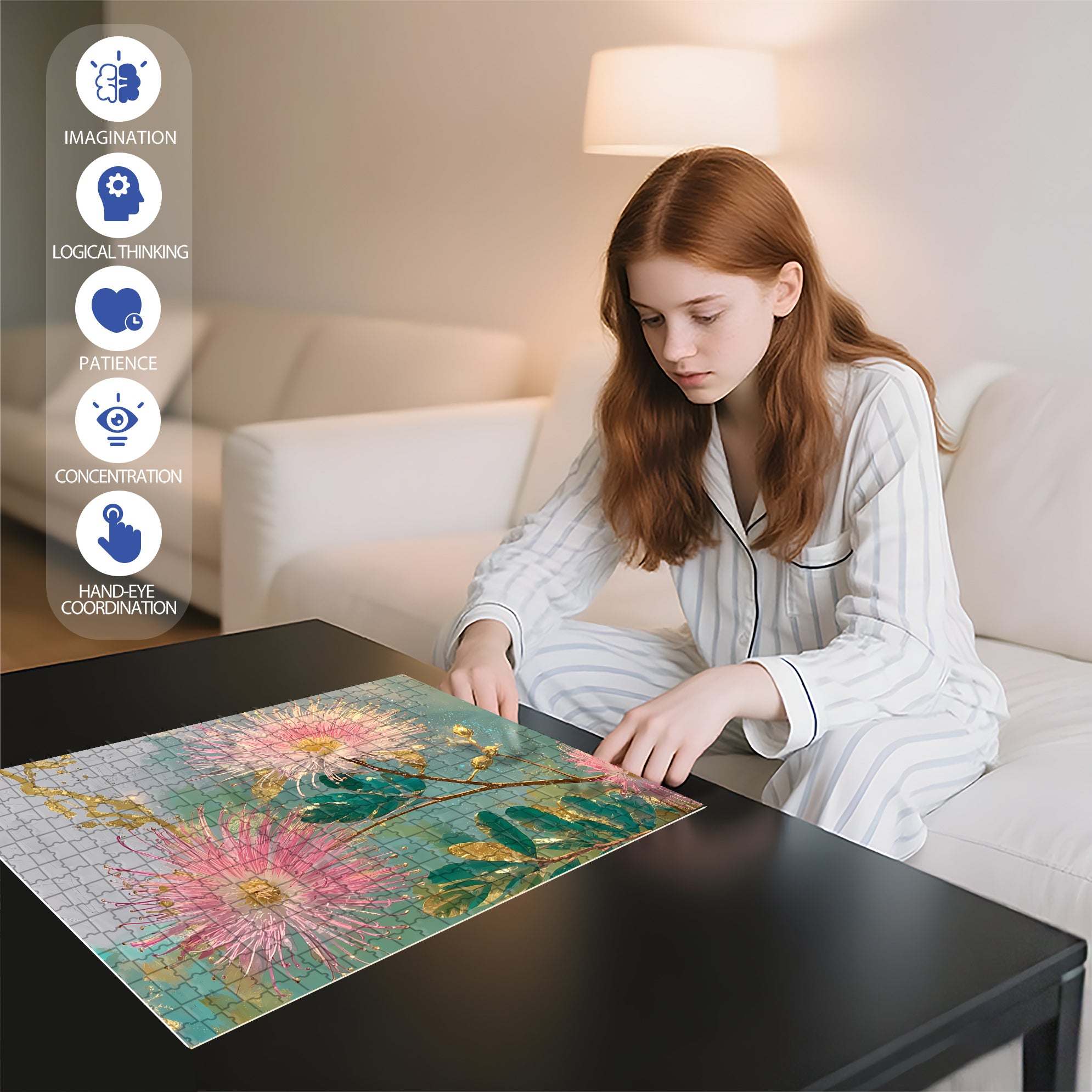 Albizia Julibrissin 500pcs/1000pcs Jigsaw Puzzle, Scratch-Resistant, Interactive Family Game & Brain-Boosting DIY Decor, Perfect for Halloween, Christmas & New Year Gifts, Family Puzzle Game