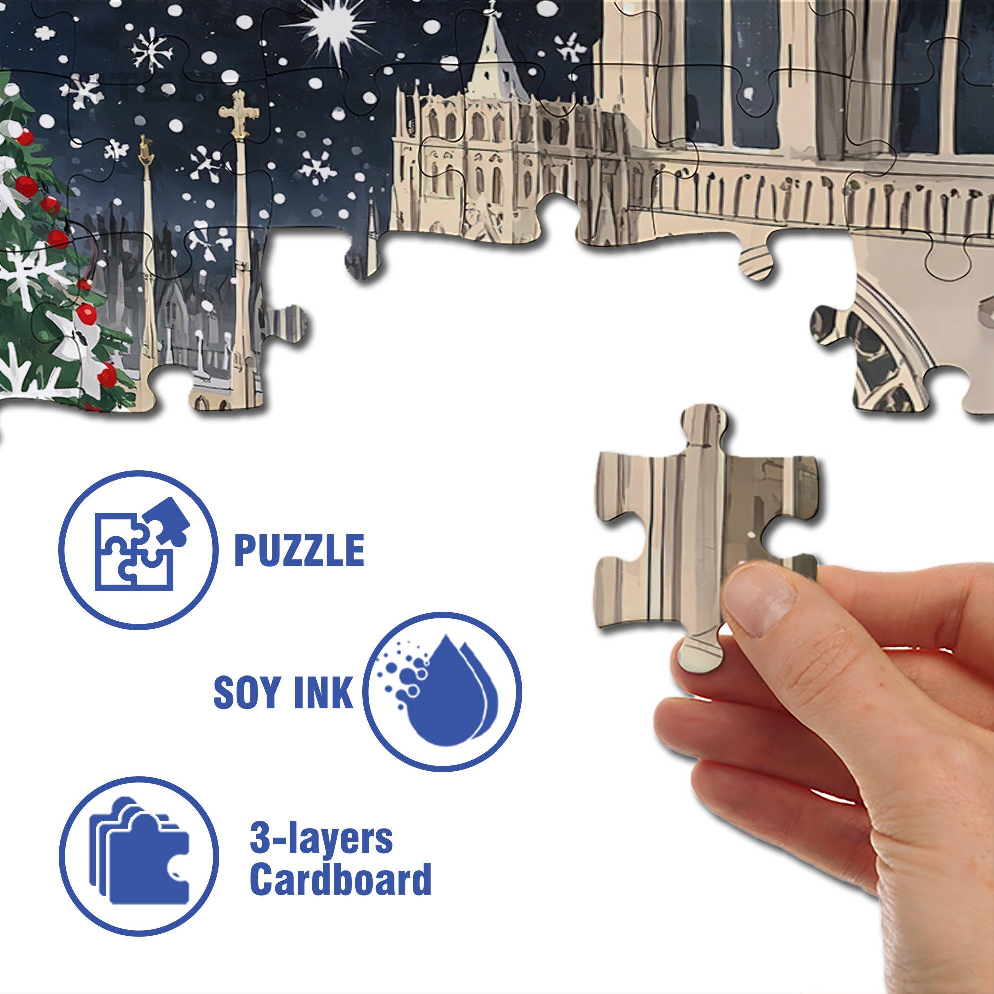 Christmas Eve 500pcs/1000pcs Jigsaw Puzzle, Scratch-Resistant, Interactive Family Game & Brain-Boosting DIY Decor, Perfect for Halloween, Christmas & New Year Gifts, Family Puzzle Game