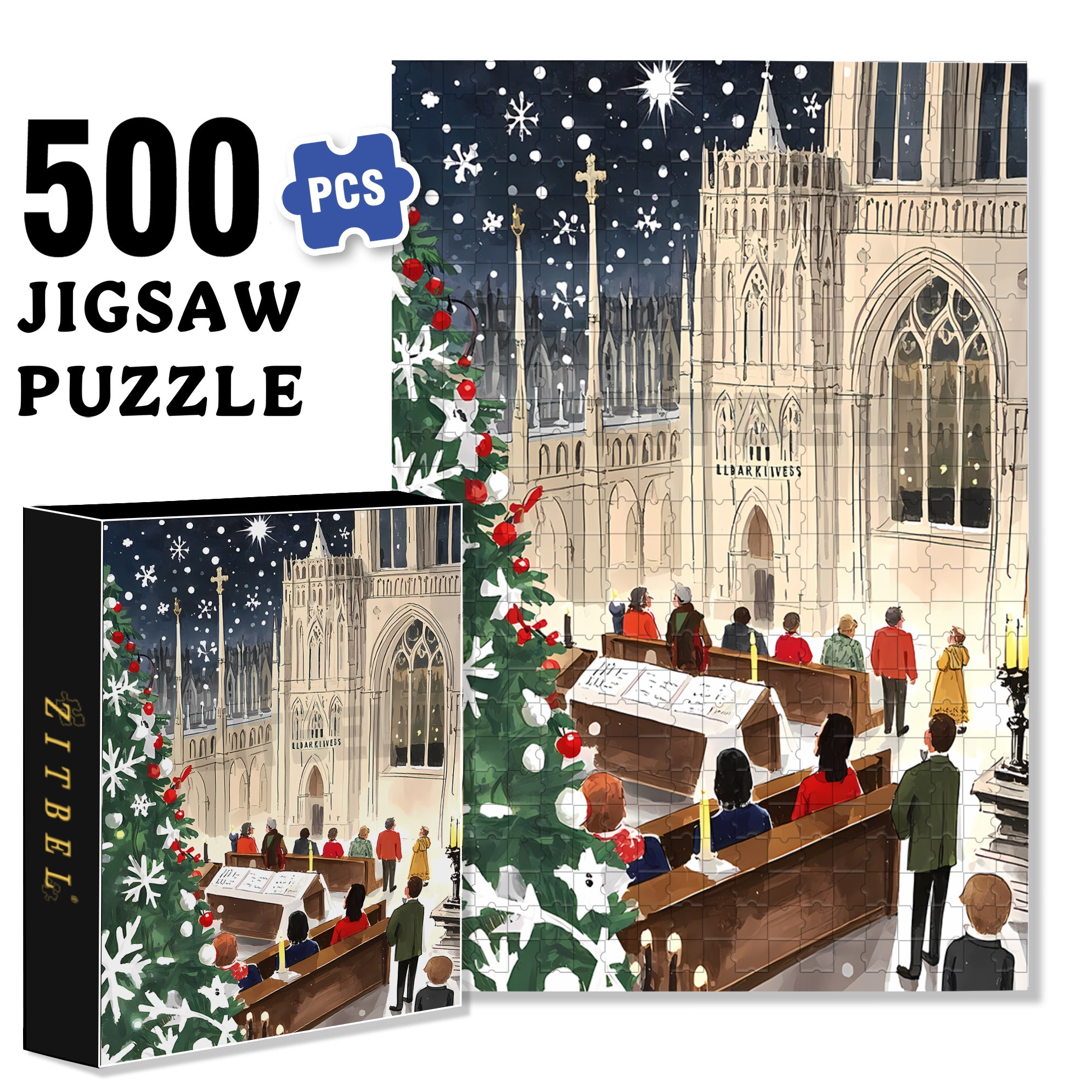 Christmas Eve 500pcs/1000pcs Jigsaw Puzzle, Scratch-Resistant, Interactive Family Game & Brain-Boosting DIY Decor, Perfect for Halloween, Christmas & New Year Gifts, Family Puzzle Game