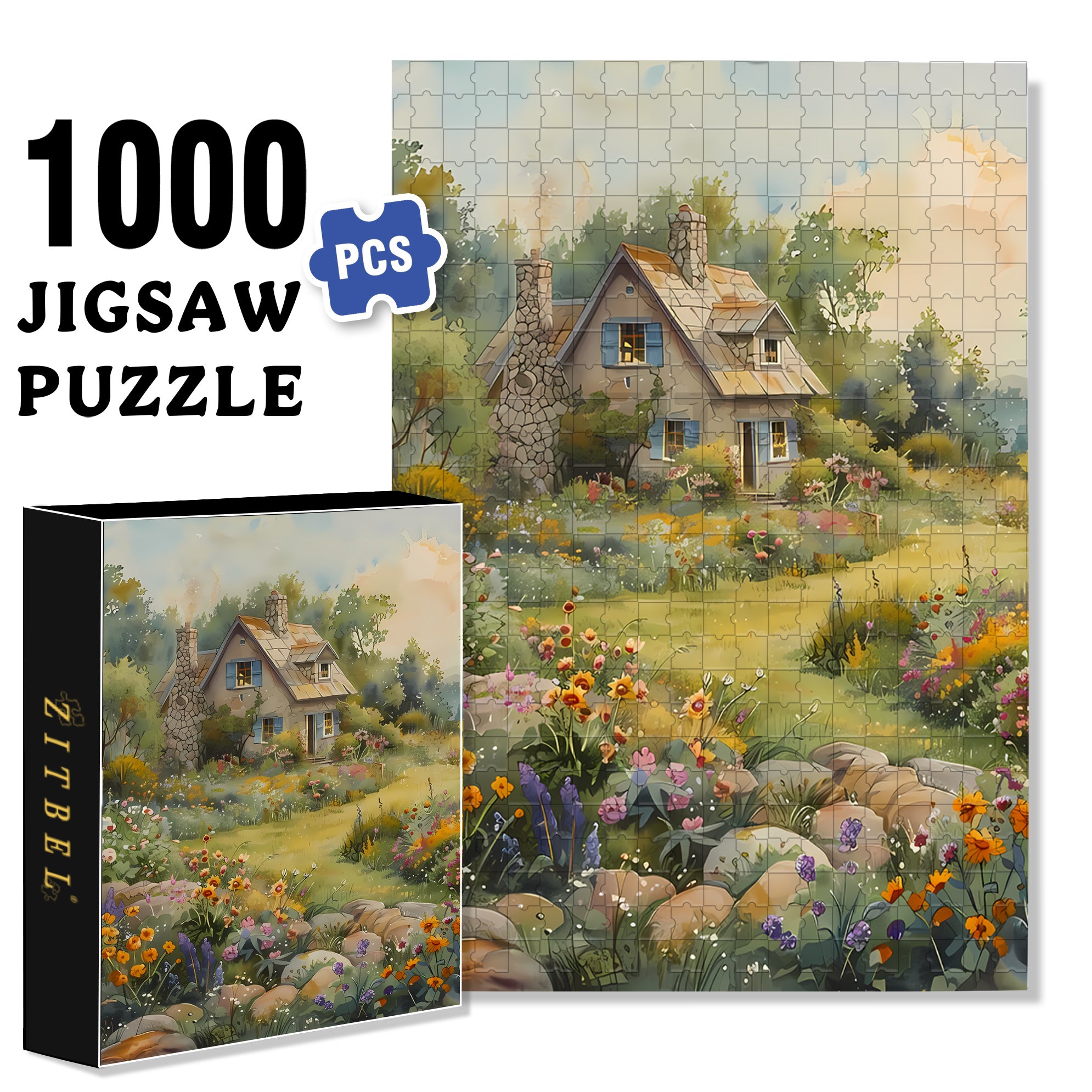 Country House 2 500pcs/1000pcs Jigsaw Puzzle, Scratch-Resistant, Interactive Family Game & Brain-Boosting DIY Decor, Perfect for Halloween, Christmas & New Year Gifts, Family Puzzle Game