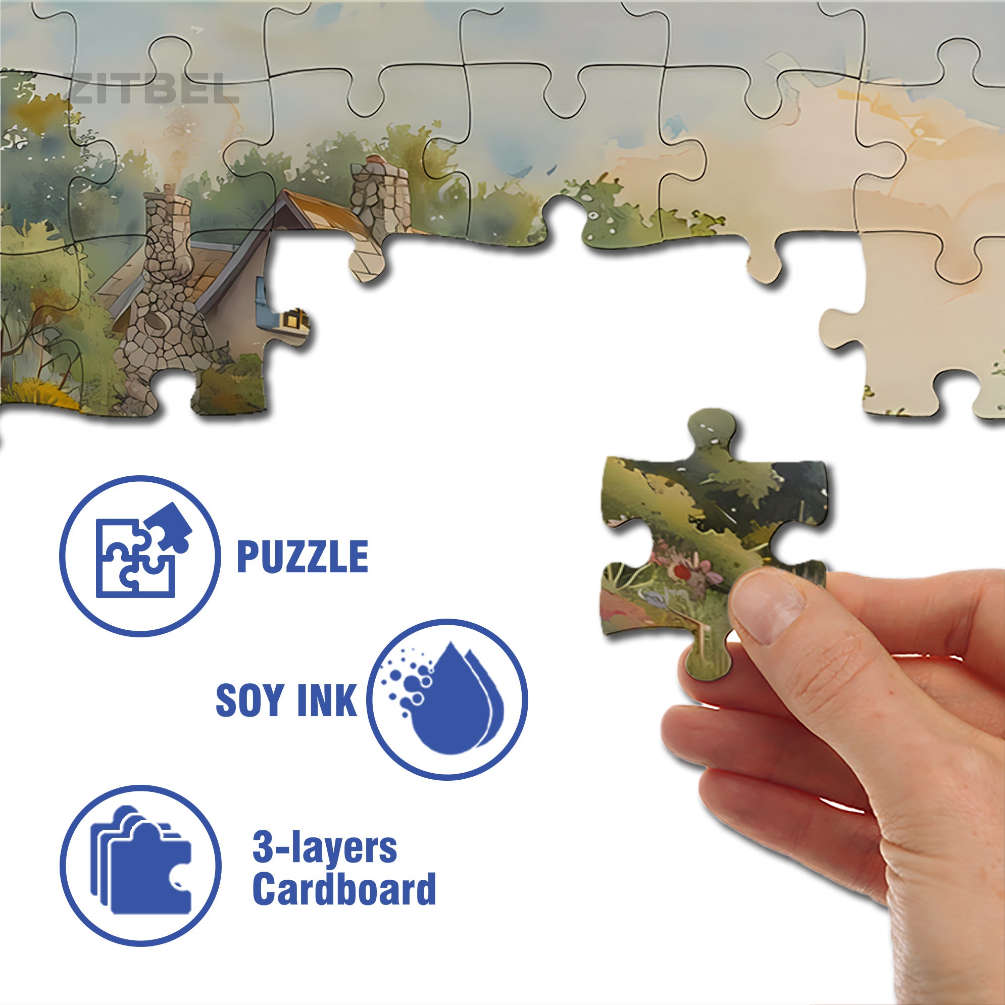Country House 2 500pcs/1000pcs Jigsaw Puzzle, Scratch-Resistant, Interactive Family Game & Brain-Boosting DIY Decor, Perfect for Halloween, Christmas & New Year Gifts, Family Puzzle Game