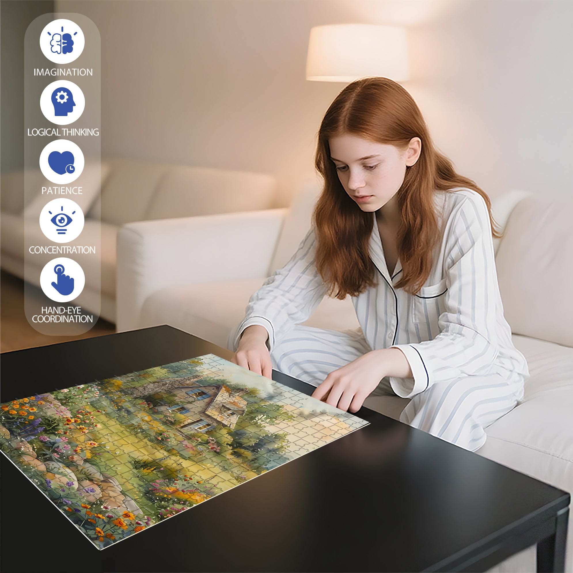 Country House 2 500pcs/1000pcs Jigsaw Puzzle, Scratch-Resistant, Interactive Family Game & Brain-Boosting DIY Decor, Perfect for Halloween, Christmas & New Year Gifts, Family Puzzle Game